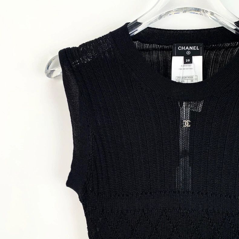 Chanel Chanel Sleeveless Black Silk Dress with Logo -2505 Size 35" - 3 Thumbnail
