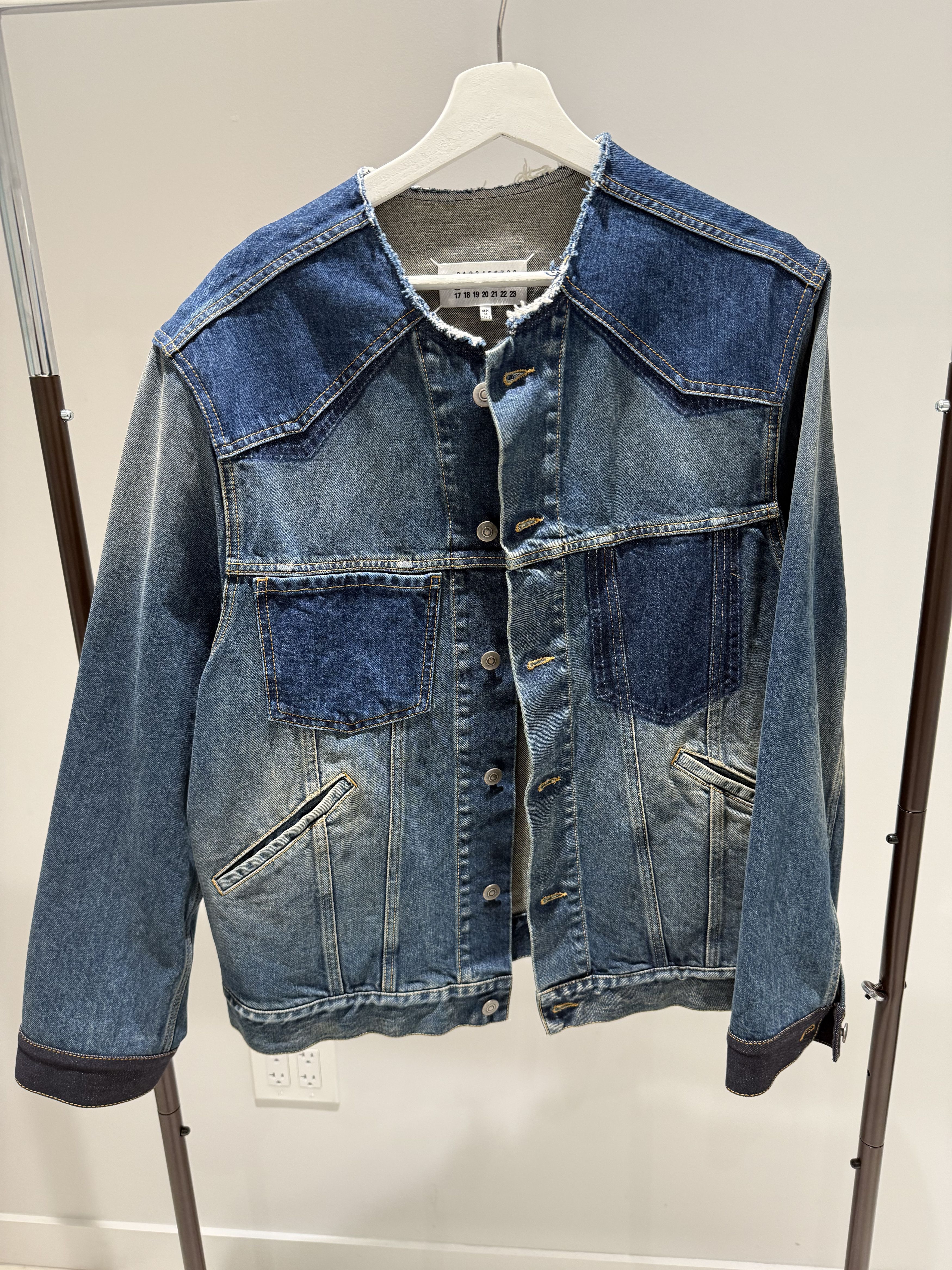 Maison Margiela MAISON MARGIELA DENIM COLLARLESS JACKET Size US XL / EU 56 / 4 - 1 Thumbnail