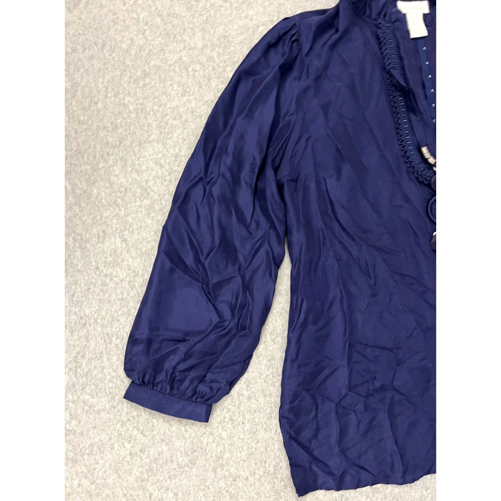 Soft Surroundings Soft Surroundings Silk Blouse Women's XL Blue Ruffle Jewelry Statement Boho Top Size XL / US 12-14 / IT 48-50 - 3 Thumbnail