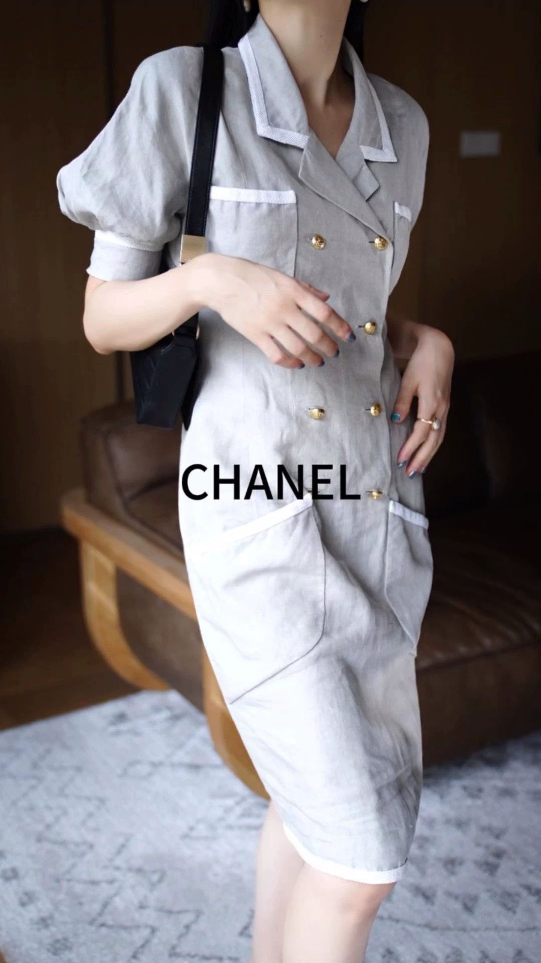 Chanel Chanel Vintage Gray Trimmed Linen Dress FR38 S/M Size S / US 4 / IT 40 - 1 Thumbnail