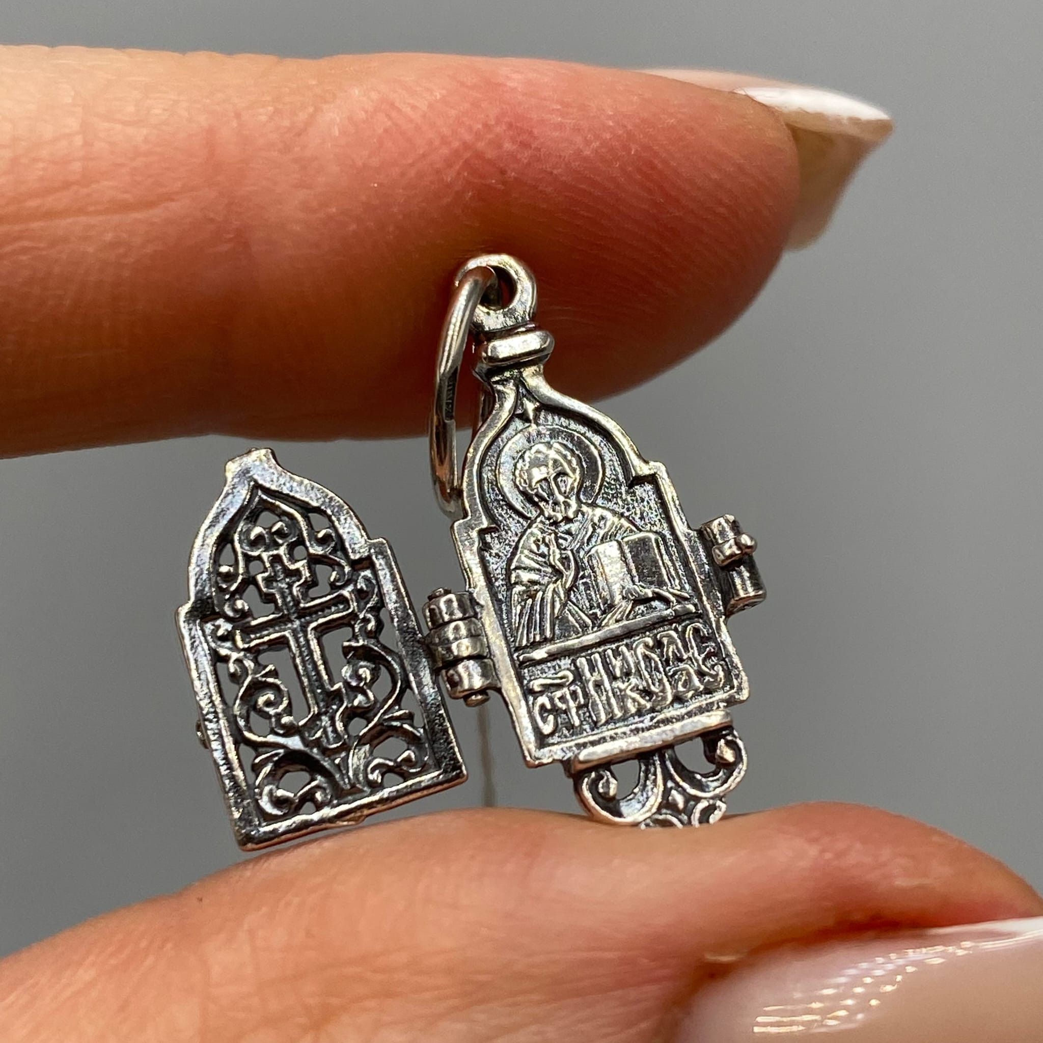 Sterling Silver Vintage Style 925 Sterling Silver St. Nicholas Pendant Icon Size ONE SIZE - 1 Thumbnail