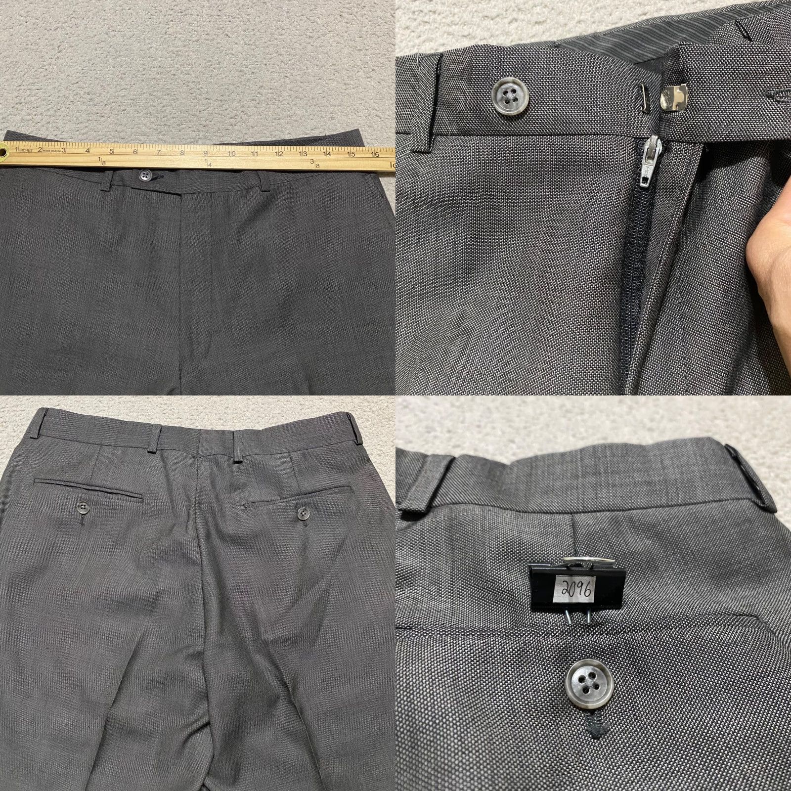 Calvin Klein Calvin Klein Dress Pants Mens Gray 33x30 Flat Front Wool Straight Dress Pants Mens Regular Size US 33 - 8 Thumbnail