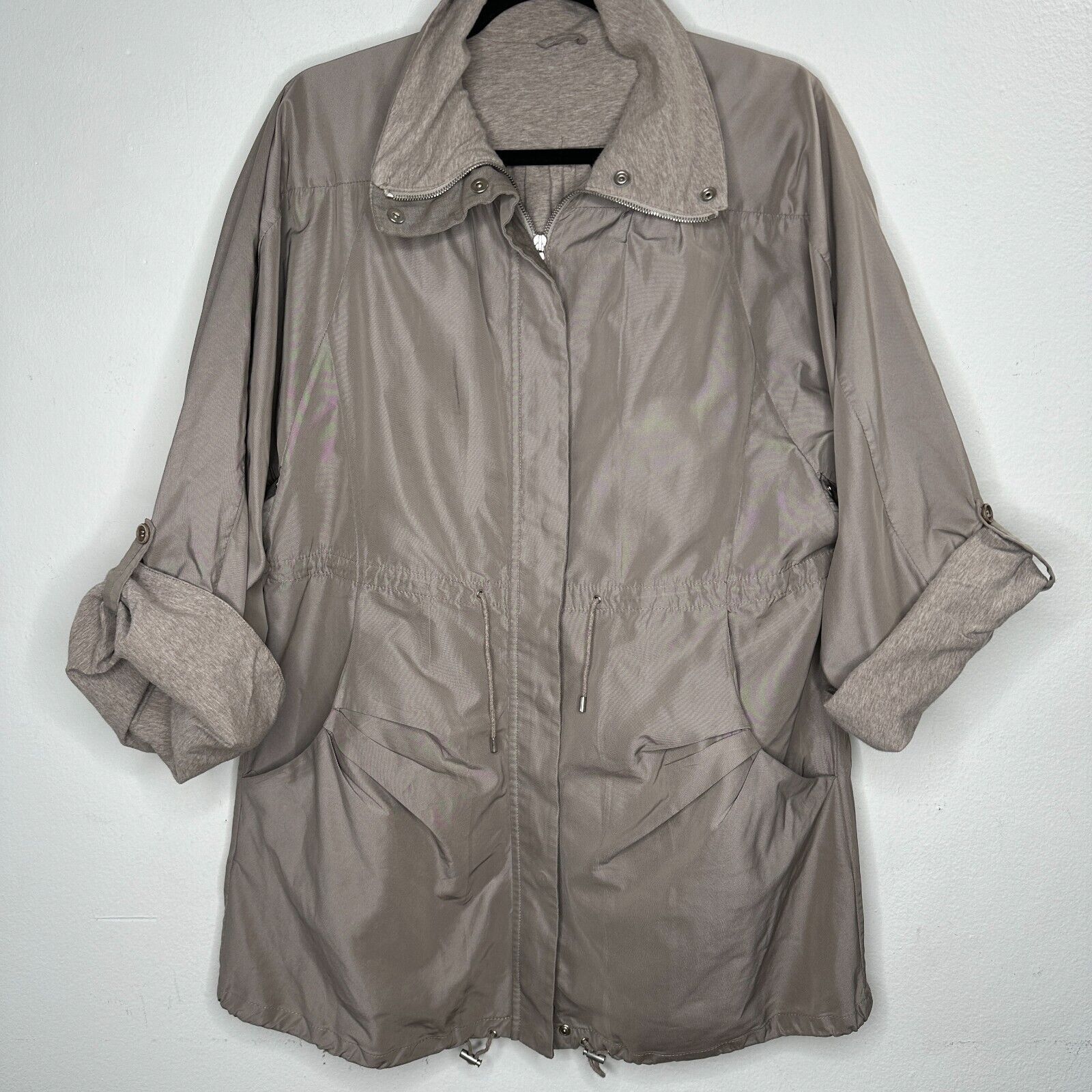 Brunello Cucinelli Brunello Cucinelli Taupe Snap Zip Cinch-Waist Jacket 46 Size L / US 10 / IT 46 - 2 Thumbnail