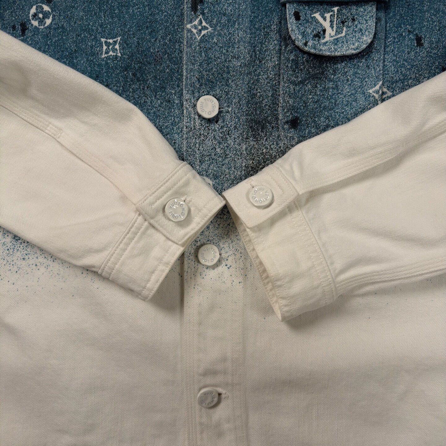 Louis Vuitton LV blue & white star splash denim shirt L like new Size US L / EU 52-54 / 3 - 6 Thumbnail