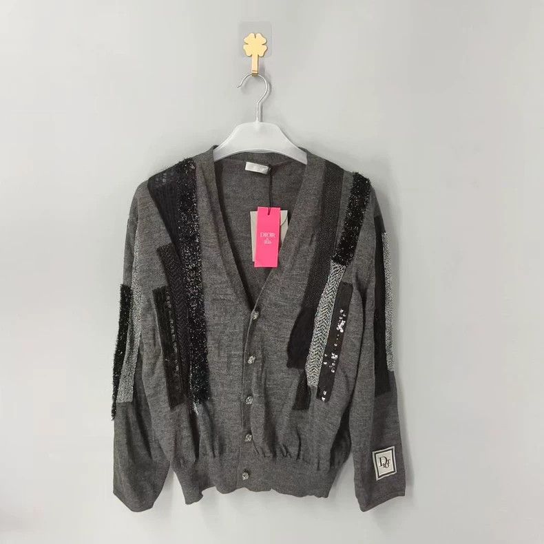 Dior Dior x ERL Wool Sequin Embroidered Cardigan-yf Size US L / EU 52-54 / 3 - 1 Thumbnail