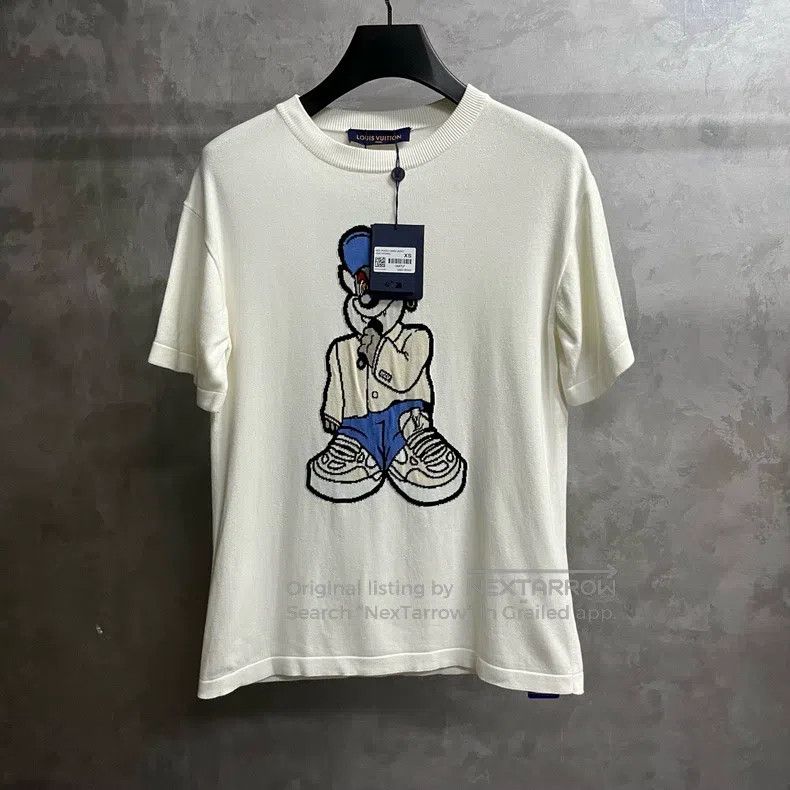 Louis Vuitton Louis Vuitton White Cartoon Printed Round Neck Pullover Sh Size US XS / EU 42 / 0 - 1 Thumbnail