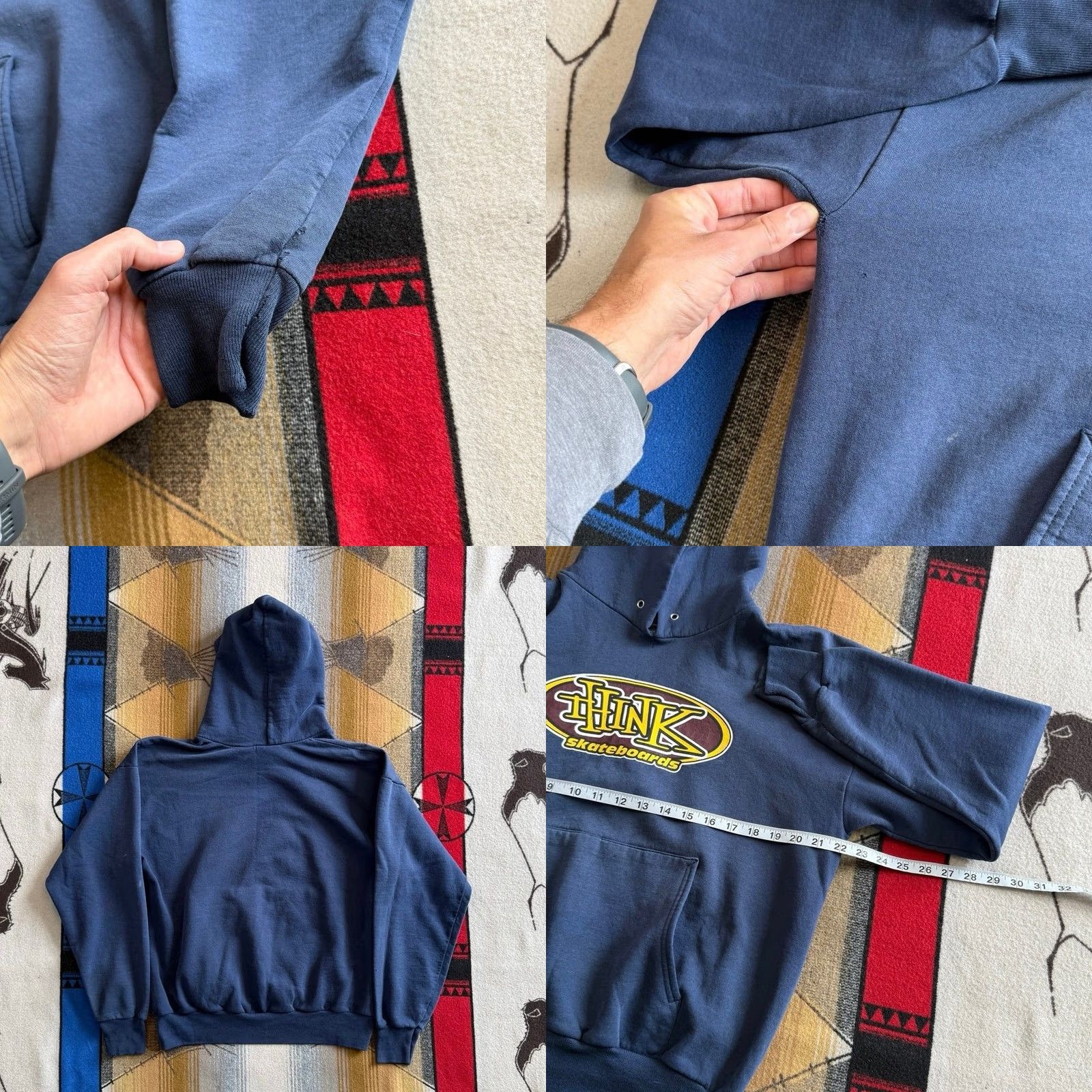 Hanes VINTAGE Hanes Hoodie Sweatshirt Large Medium Y2K 90s Skater Skate Blue Men Long Sleeve Pullover Grunge 90s Theme Size US L / EU 52-54 / 3 - 8 Thumbnail