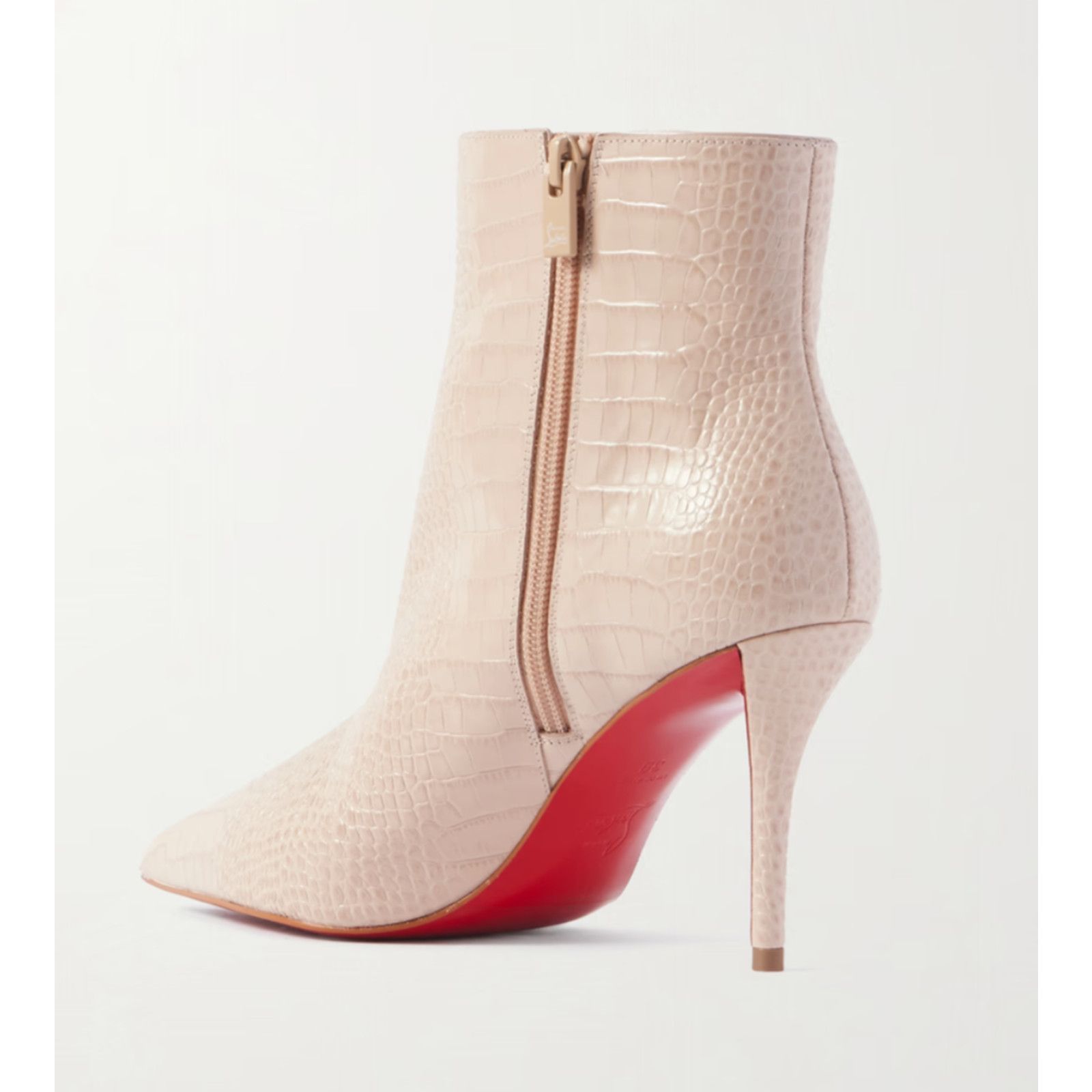 Christian Louboutin C. Louboutin Miss Z Booty 80 Pearl Beige Croc Boot 39 Size US 8 / IT 38 - 16 Thumbnail