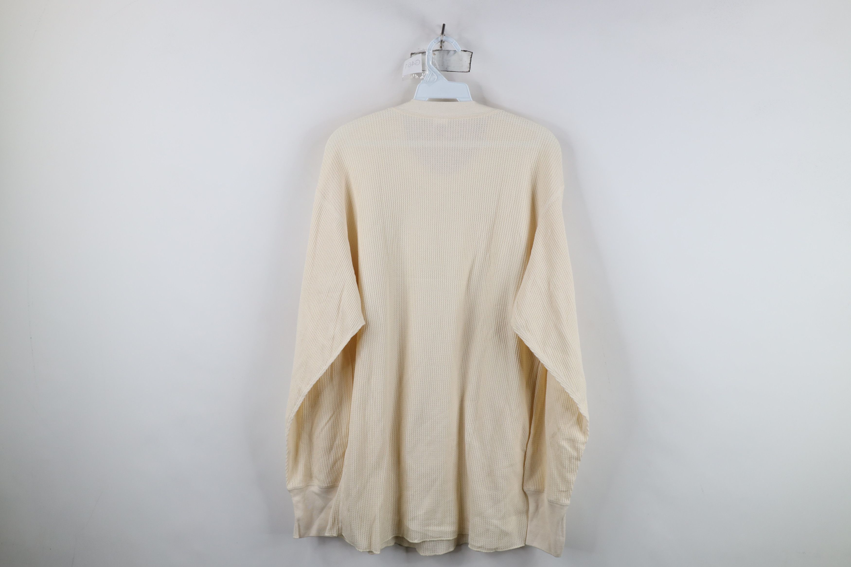 Vintage Vintage 90s Streetwear Waffle Knit Long Sleeve T-Shirt Beige Size US XL / EU 56 / 4 - 10 Thumbnail