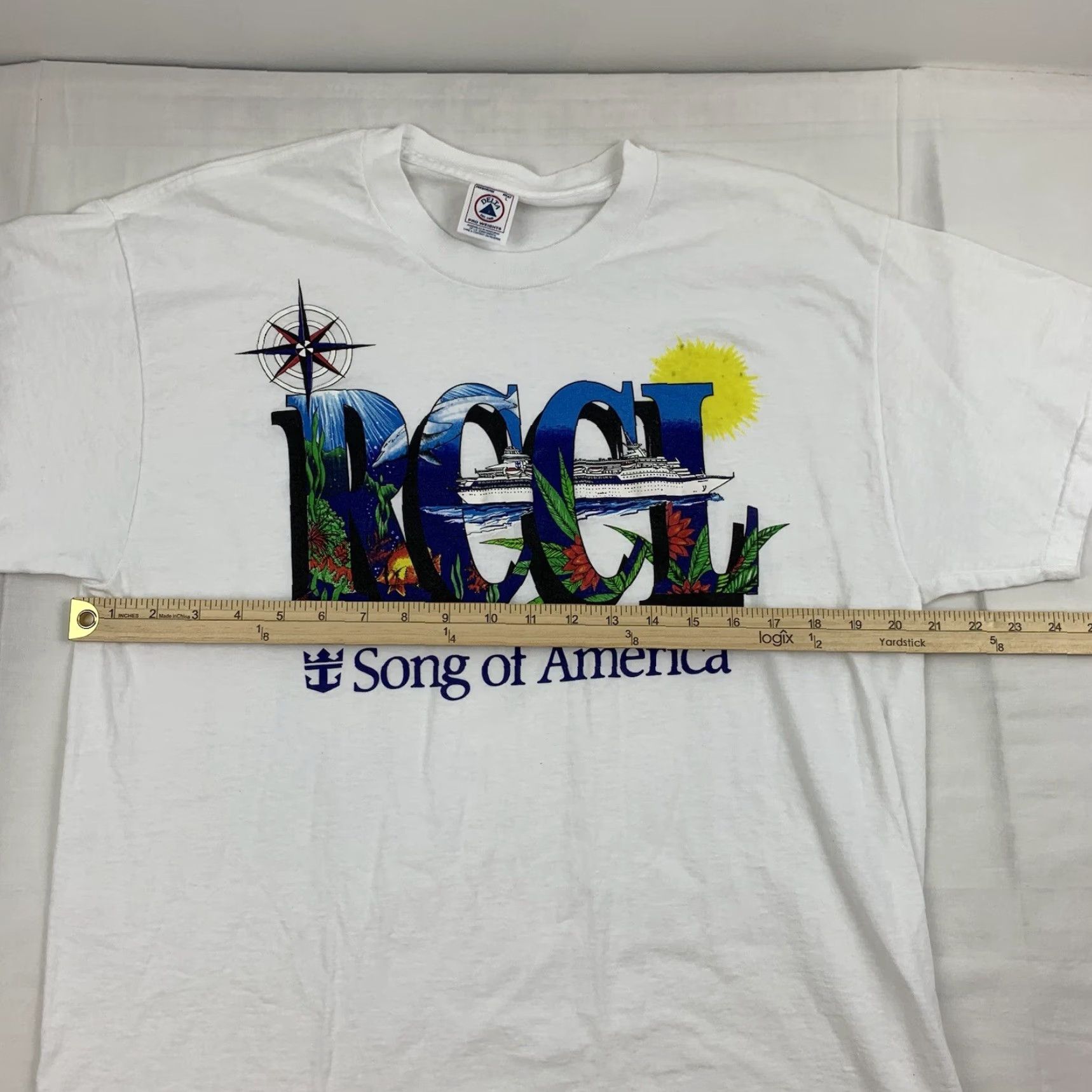 Delta VINTAGE Royal Caribbean Shirt | Delta | T-Shirt | Adult Large | White | 90s | Tropical | Crew Neck | Short Sleeve | Men Size US L / EU 52-54 / 3 - 5 Thumbnail