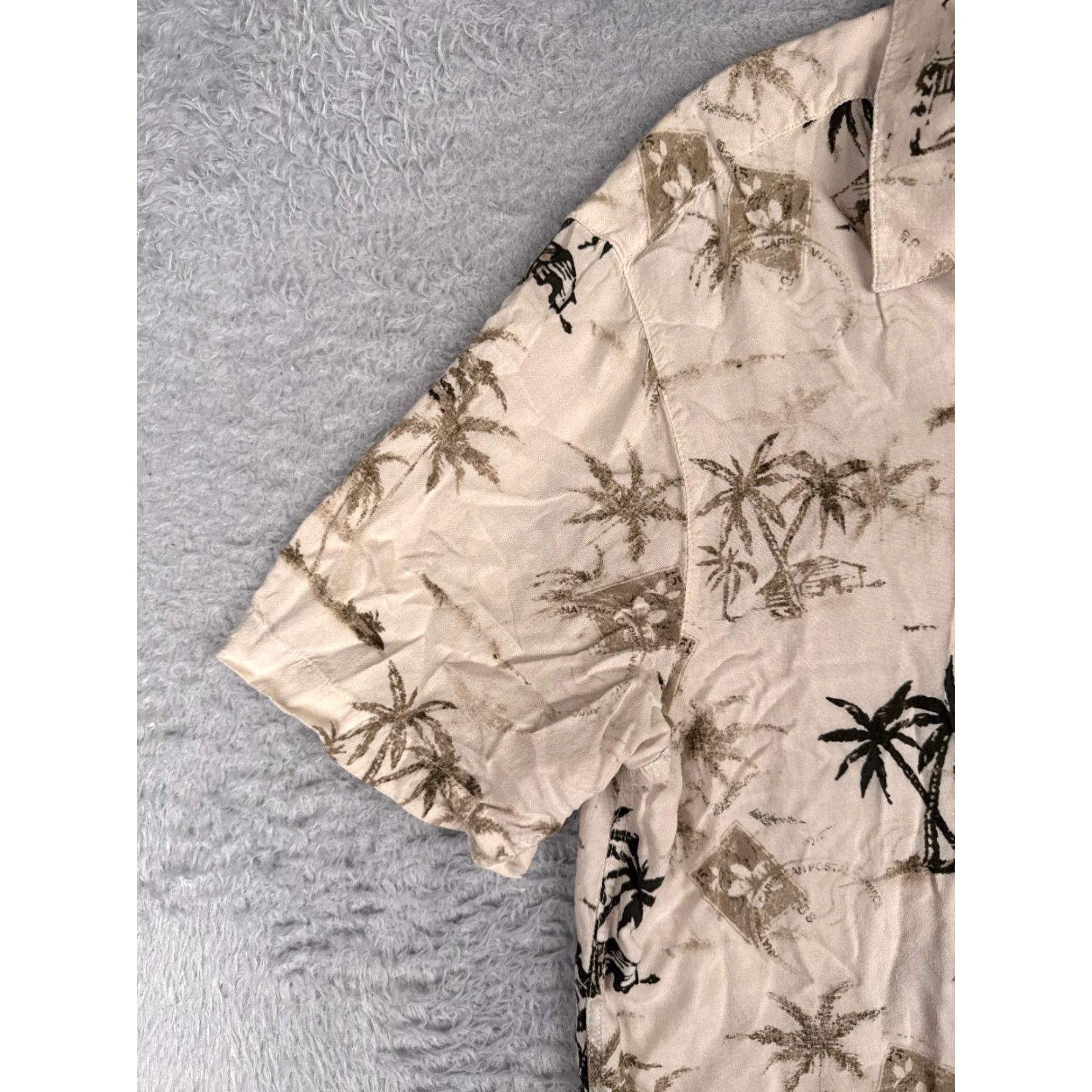 Vintage Havana Jack's Cafe Shirt Men Medium Ivory Floral Palm Hawaiian Button Up Rayon Size US M / EU 48-50 / 2 - 3 Thumbnail