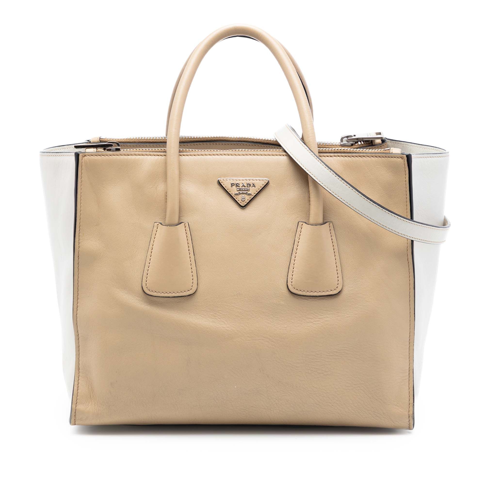 Prada Bicolor Glace Calf Twin Pocket Double Handle Satchel Size ONE SIZE - 1 Thumbnail