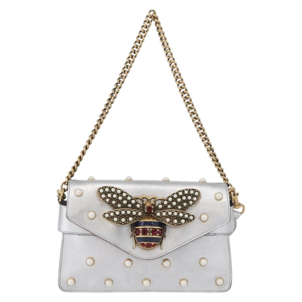 Gucci Gucci Broadway Pearly Bee Embellished Leather Size ONE SIZE - 1 Thumbnail