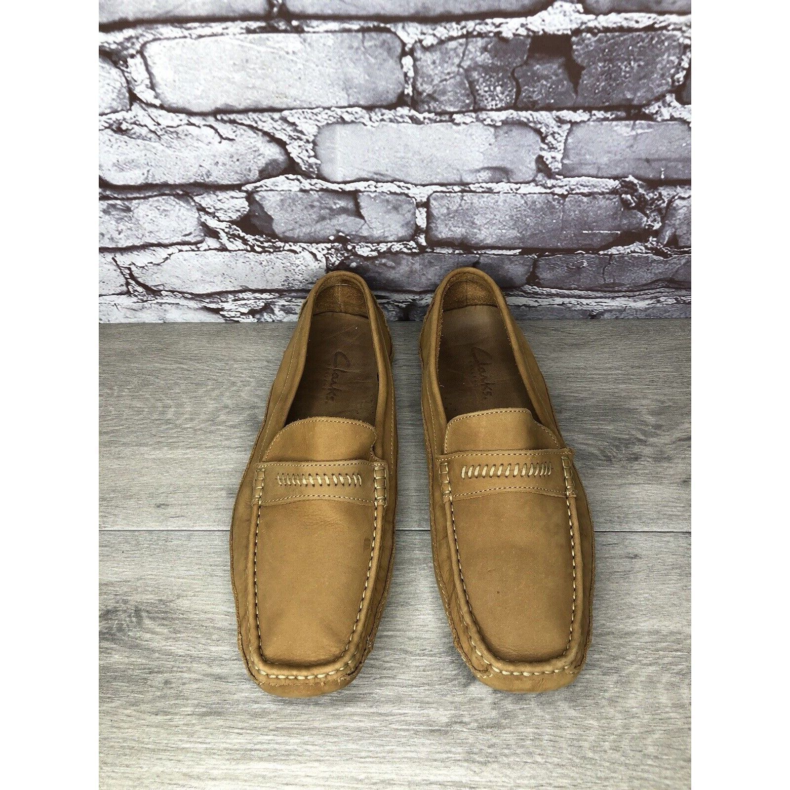 Clarks Clarks England Tan Nubuck Leather Slip On Driving Loafers Sh Size US 11 / EU 44 - 6 Thumbnail