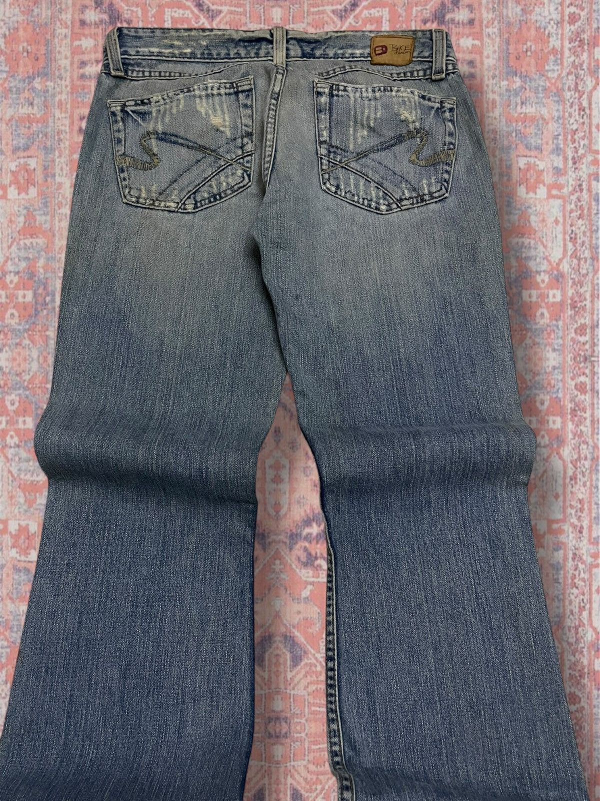 Japanese Brand Vintage 90s Japan Designer Bike Denim Distressed Flared Icon Size US 29 - 13 Thumbnail