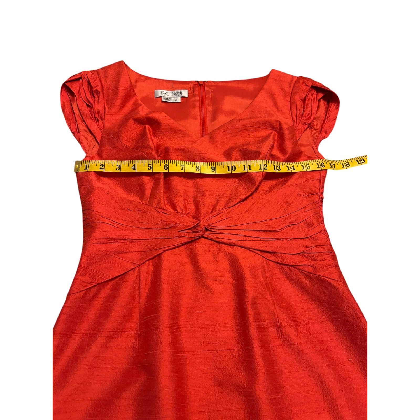 Other Kay Unger New York Orange Twist Waist Dress - Size 6 Size M / US 6-8 / IT 42-44 - 5 Thumbnail