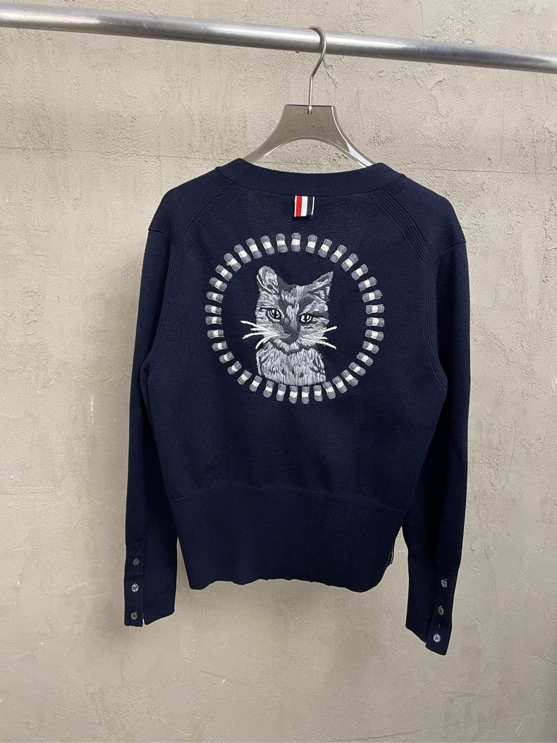 Thom Browne Thom browne Size 1 Dark blue embroidered kitten wool cardi Size S / US 4 / IT 40 - 2 Thumbnail