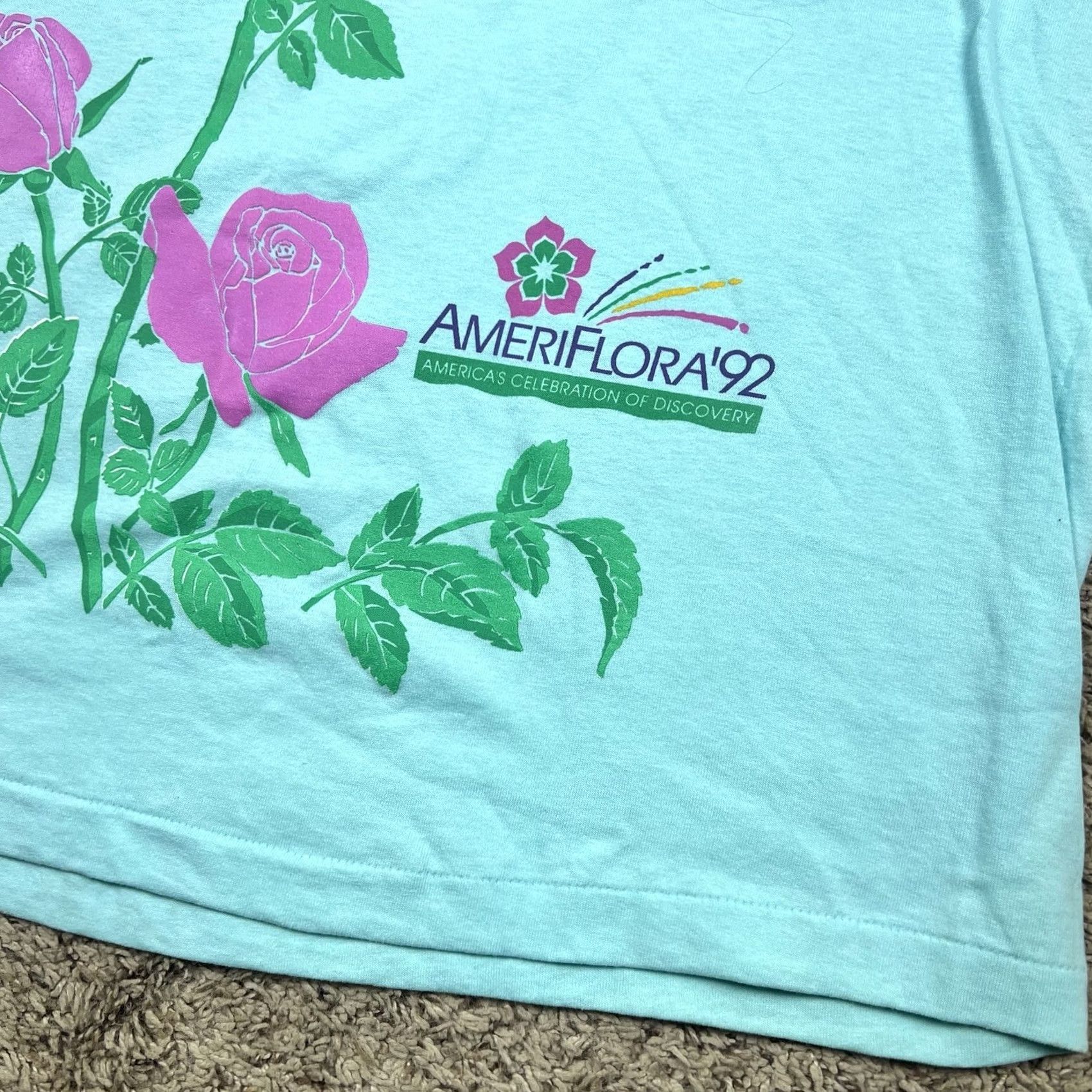 Vintage VINTAGE AmeriFlora’92 Rose Graphic Single Stitch T-Shirt XL Blue Unisex Adults 90s Floral Size US XL / EU 56 / 4 - 4 Thumbnail