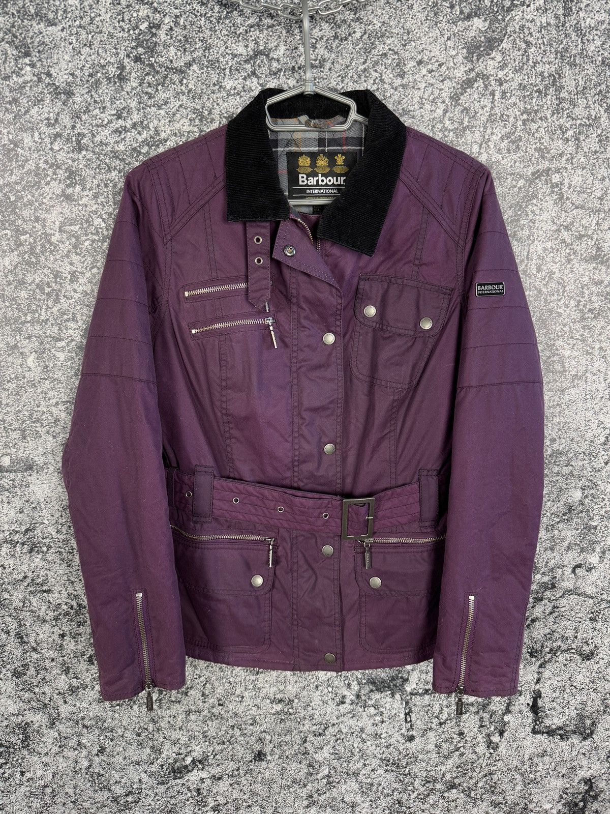 Barbour Women’s Barbour International Fireblade Belted Wax Jacket Size L / US 10 / IT 46 - 1 Thumbnail