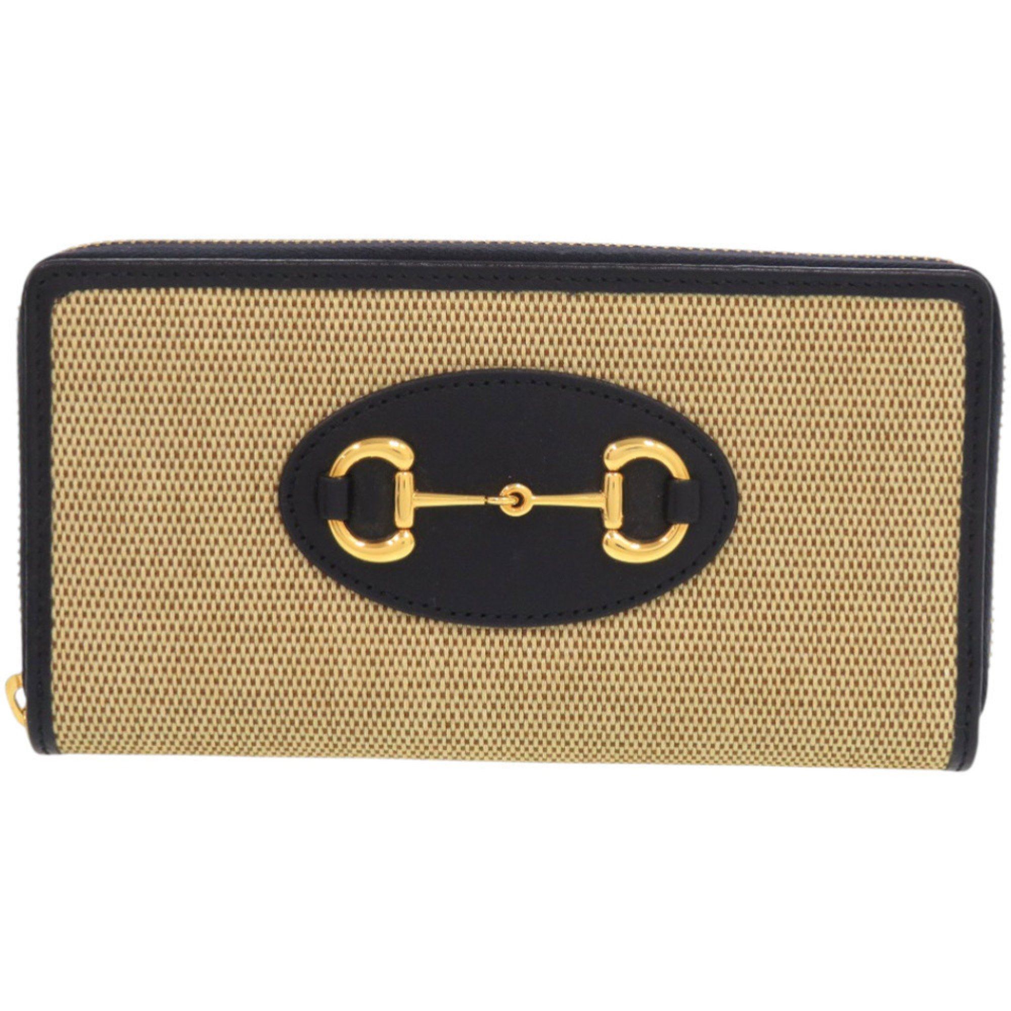Gucci Gucci 1955 Horsebit 621889 0416 Canvas and Leather Beige Long Wallet 0392 GUCCI Size ONE SIZE - 1 Thumbnail