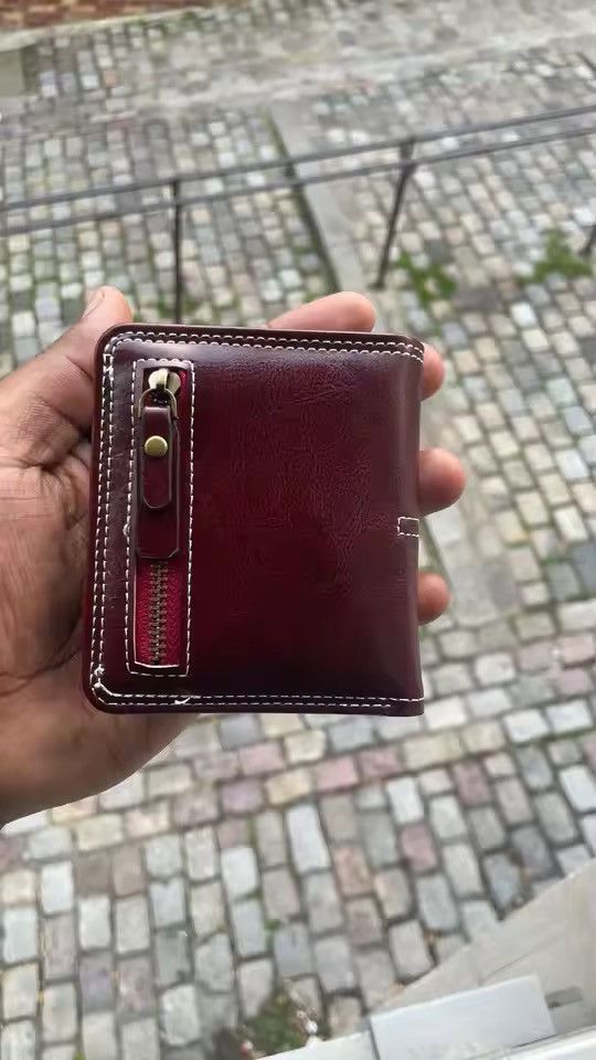 Japanese Brand Y2K PU Leather Cross Wallet (burgundy) Size ONE SIZE - 3 Thumbnail