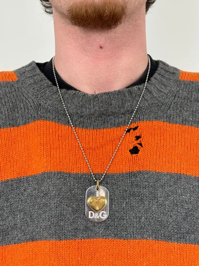 Dolce & Gabbana Dolce & Gabbana Black Metal Dog Tag Necklace Gold Heart Logo Size ONE SIZE - 2 Thumbnail