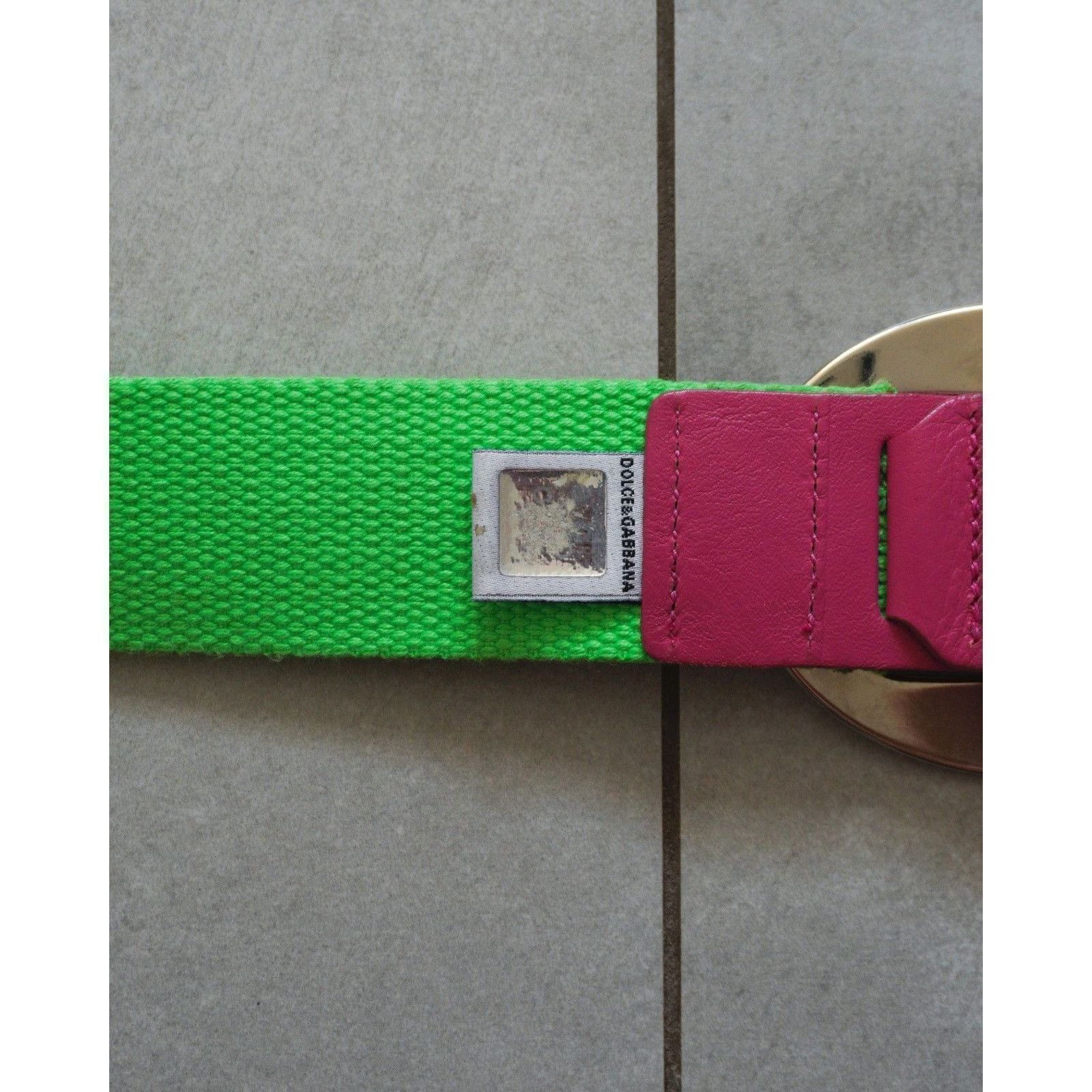 Dolce & Gabbana Dolce gabbana logo two tone pink green nylon leather belt Size ONE SIZE - 7 Thumbnail