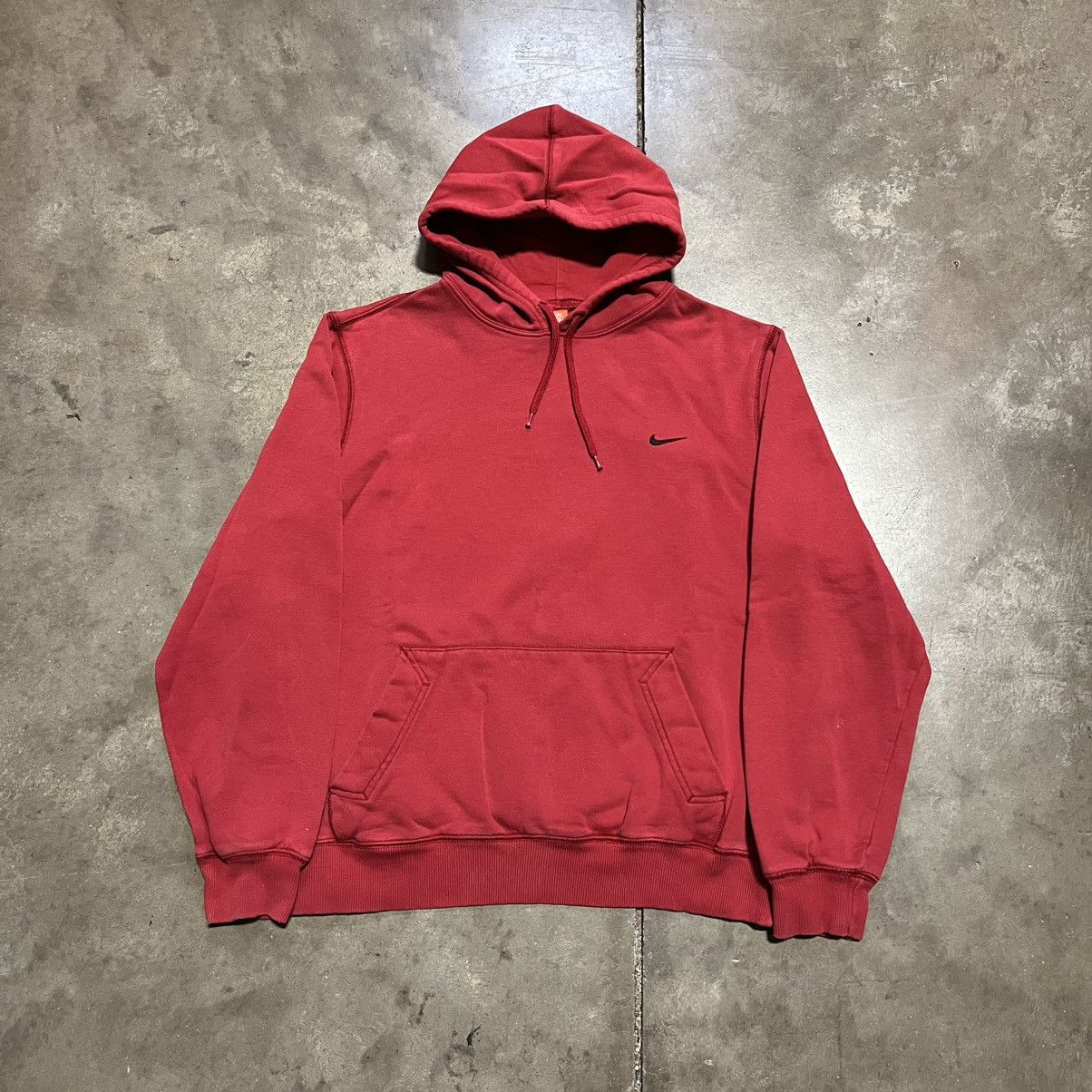 Nike Vintage Nike Mini Swoosh Hoodie Sweatshirt Faded Boxy Red Size US L / EU 52-54 / 3 - 4 Thumbnail