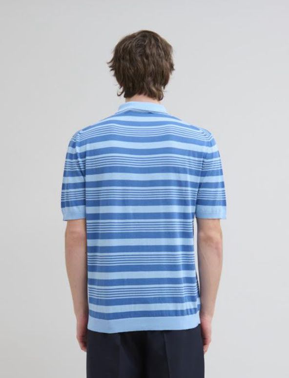 Marni o1w1db10326 Striped Cotton Polo Shirt in Blue Size US XL / EU 56 / 4 - 2 Thumbnail
