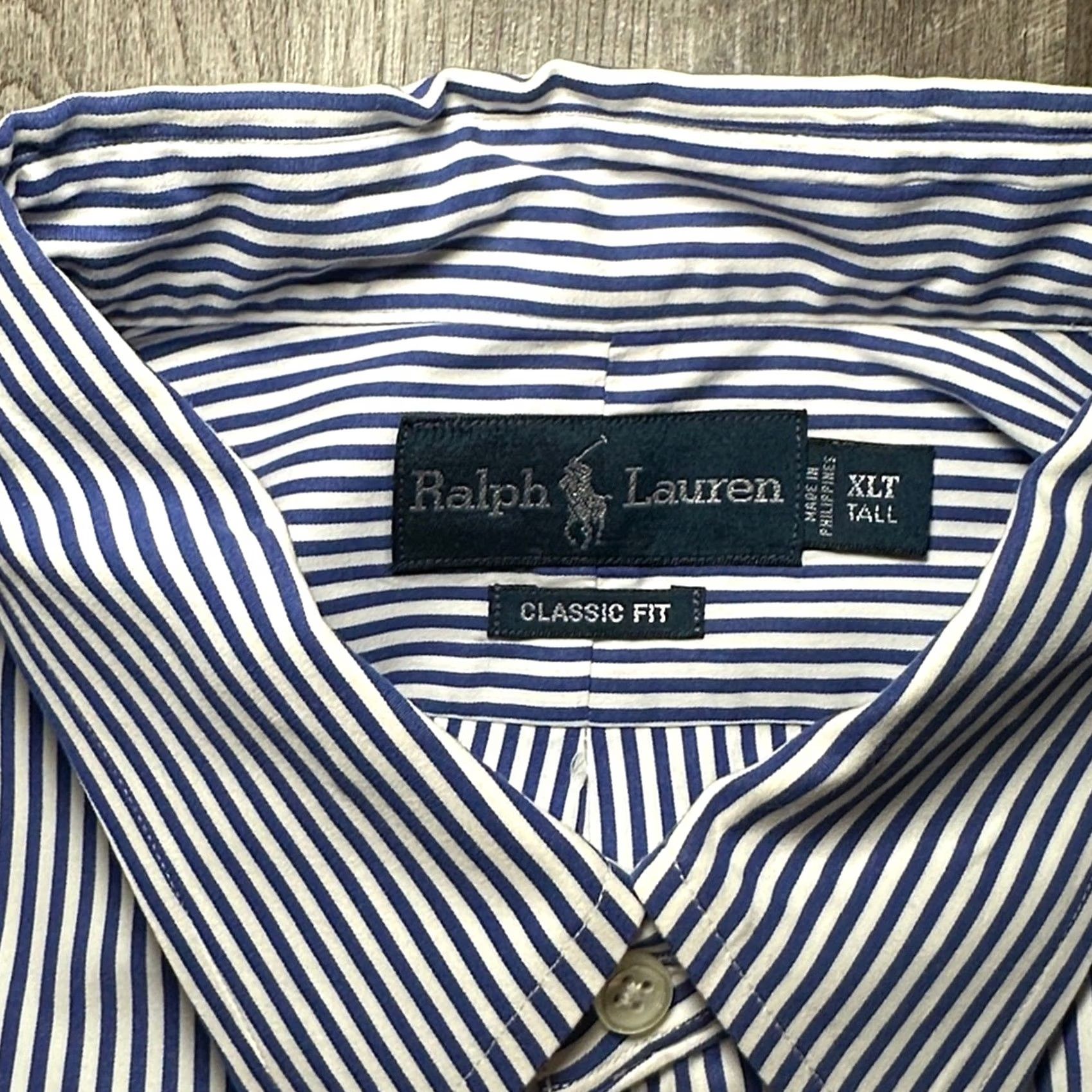 Ralph Lauren Ralph Lauren Button Down Shirt Classic Fit Striped Long Sleeve Blue XLT Men Size US XL / EU 56 / 4 - 6 Thumbnail