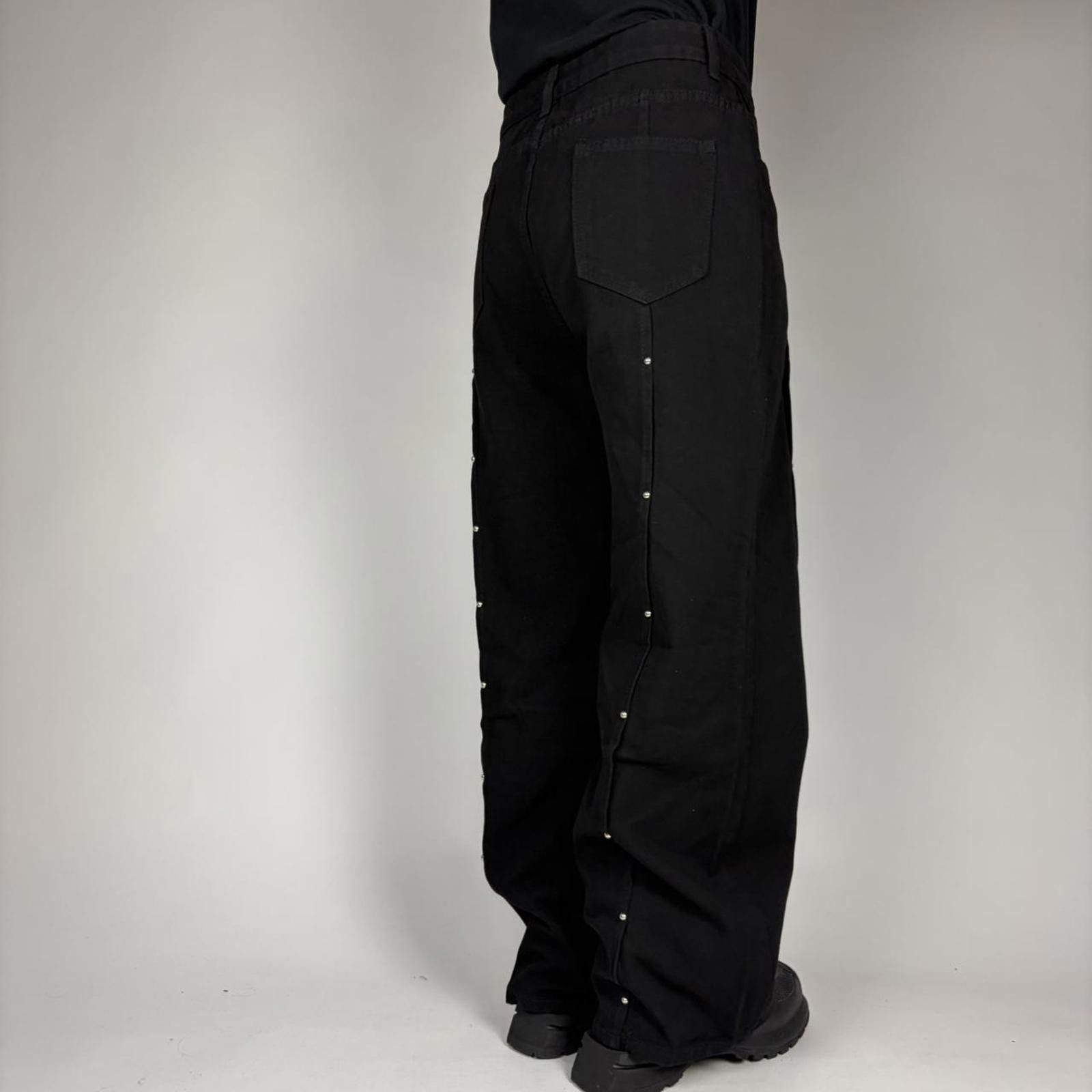 Other Black Studded Wide Leg Trousers Size US 30 / EU 46 - 5 Thumbnail