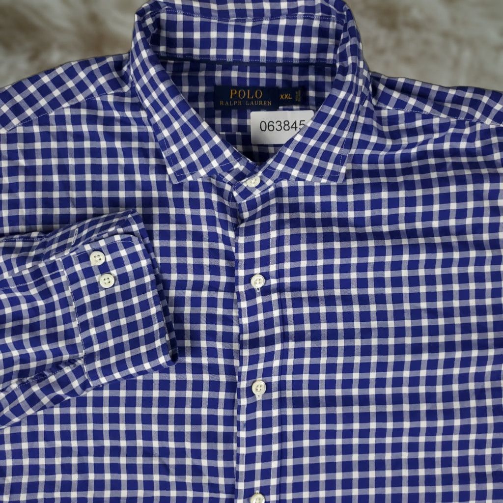 Ralph Lauren Ralph Lauren Shirt Mens 2XL Blue Check Button-Up Long Sleeve Casual Dress Shirt (Pony Logo) - Cotton, Button-Down Collar, Regular Fit Size US XXL / EU 58 / 5 - 1 Thumbnail