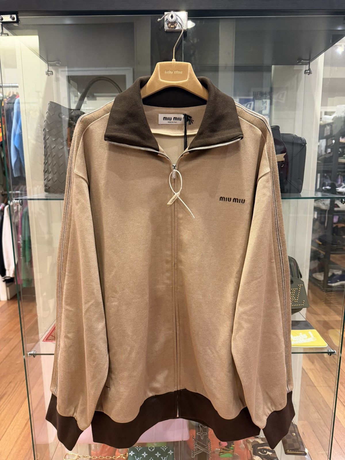 Miu Miu Miu Miu Jersey Oxford Full Zip - Cammeo Size US XXL / EU 58 / 5 - 1 Thumbnail