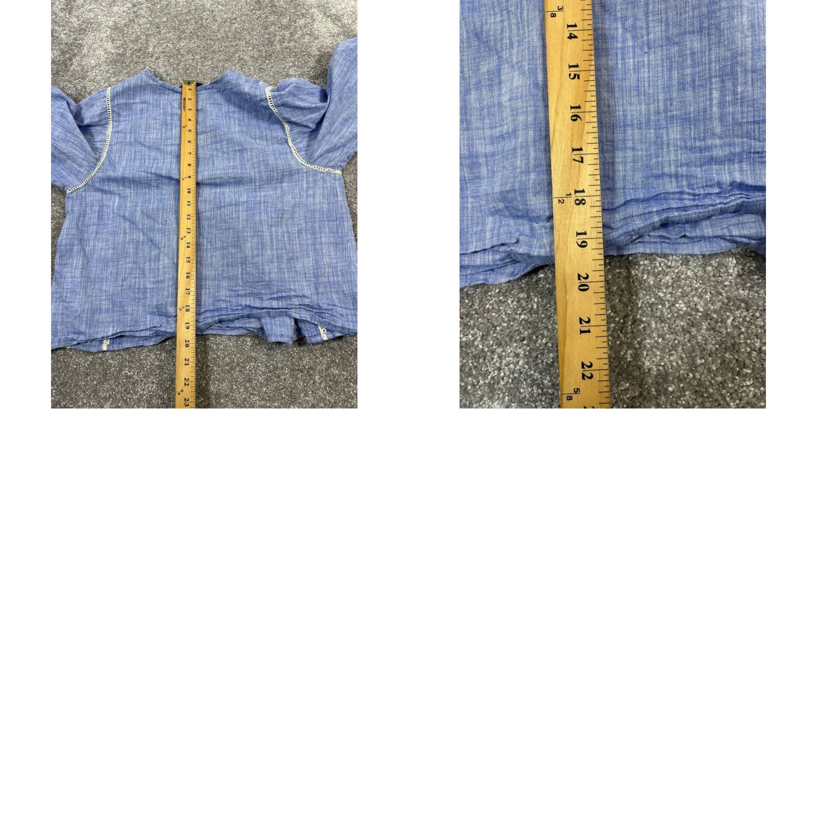 Zara Zara Blouse Women's XS Blue Cotton V-Neck Long Sleeve Casual Shirt Spring Summer Size XS / US 0-2 / IT 36-38 - 8 Thumbnail