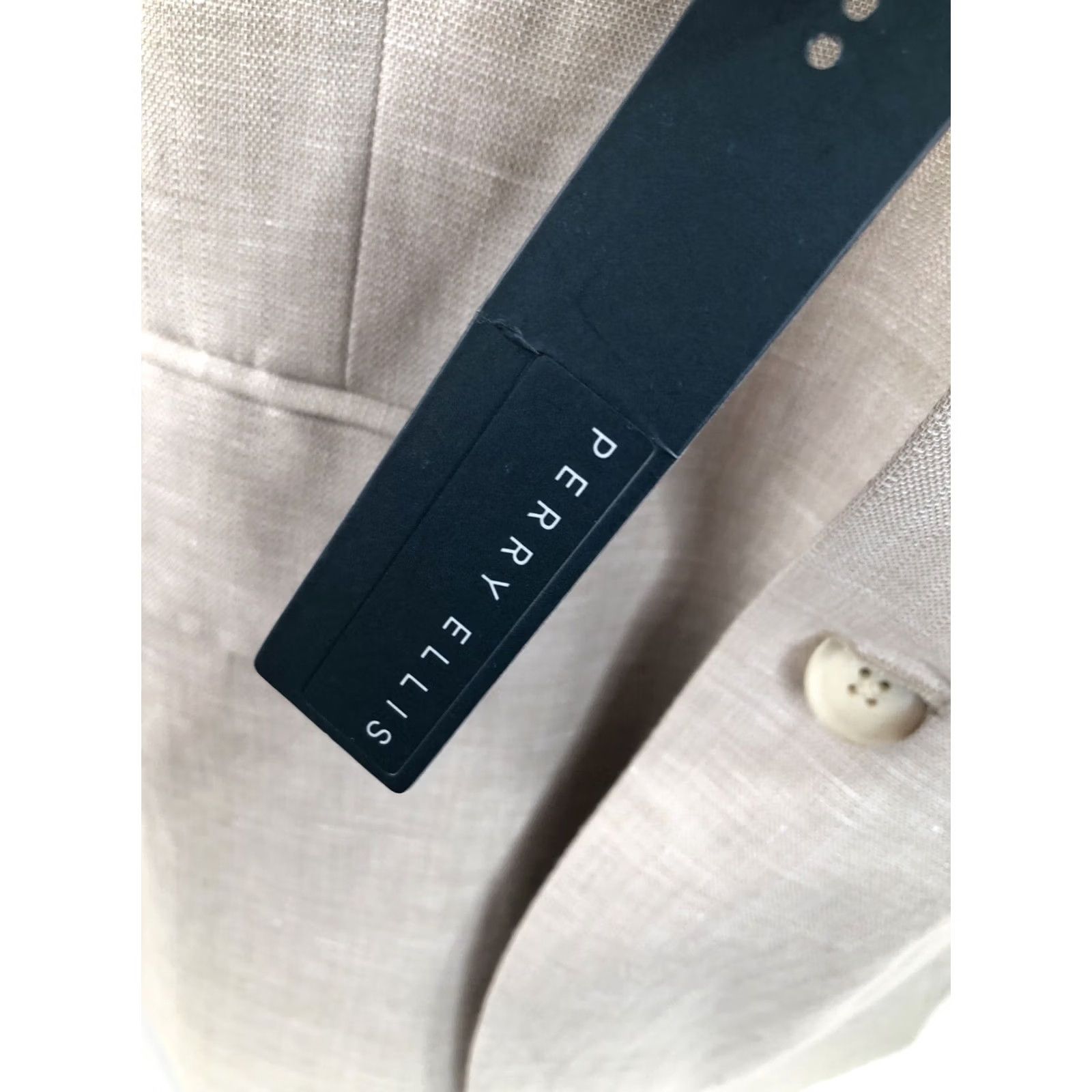 Perry Ellis PERRY ELLIS Blazer Jacket Linen Blend Mens 42 Beige Chest 22" Length 30" Sleeve 26" button front 5G Tags NWT Size 42R - 2 Thumbnail