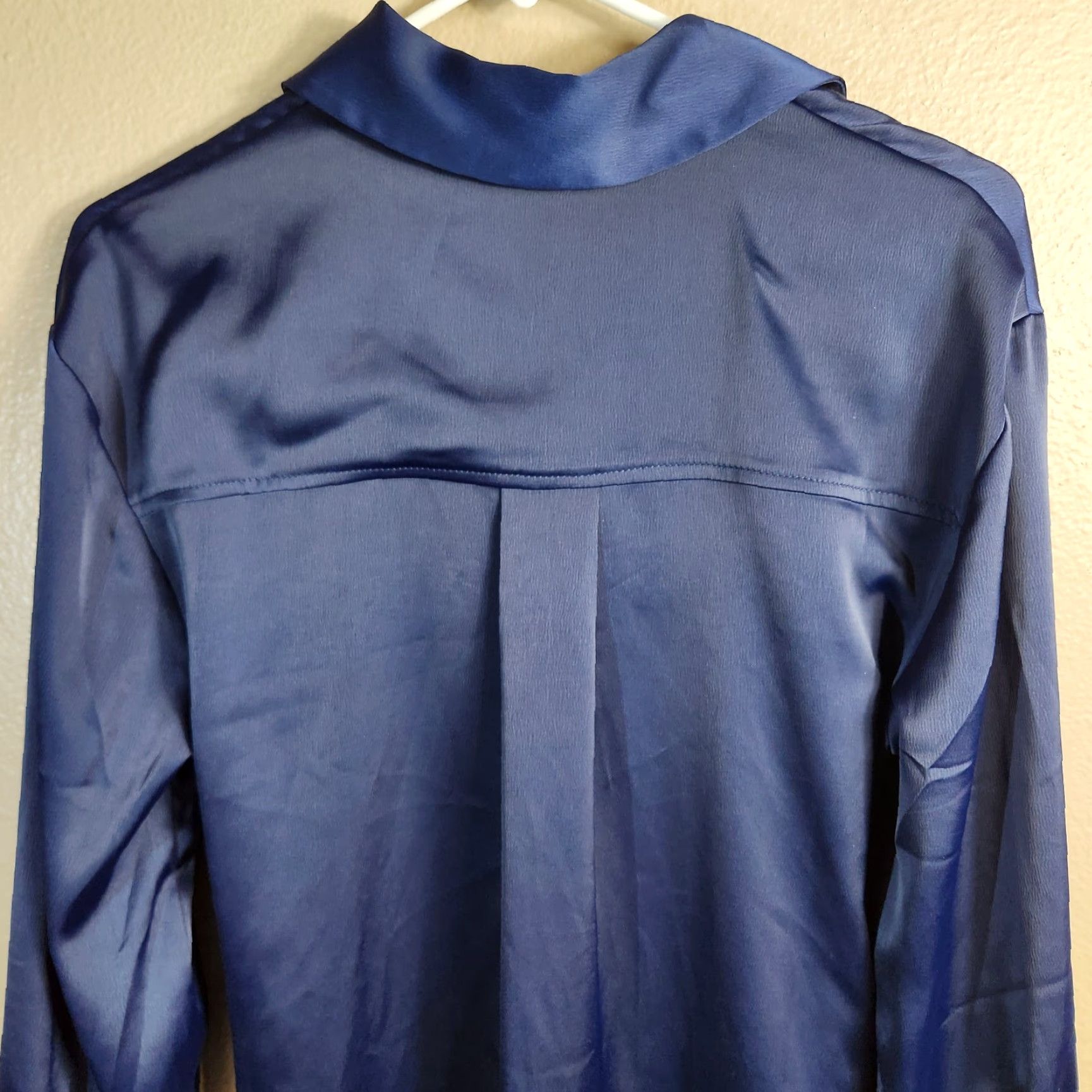 House of Harlow VINTAGE House of Harlow 1960 Womens Shirt Dress XS Navy Long Sleeve with Tie Waist Satin/Polyester Beautiful Detail Size XS / US 0-2 / IT 36-38 - 8 Thumbnail
