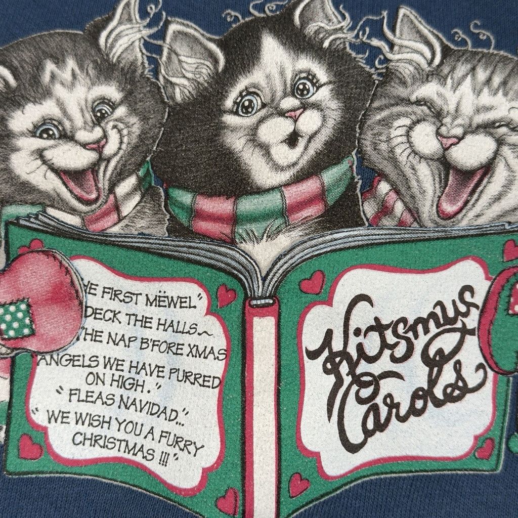 Vintage 80s 90s VTG Kitty Cat Christmas Graphic Whimsical Sweater Sw Size L / US 10 / IT 46 - 8 Thumbnail