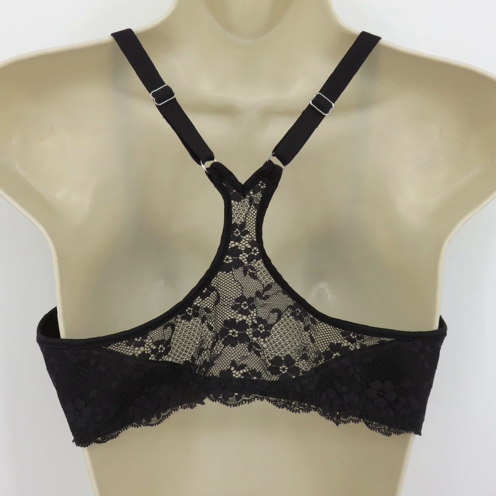 Vintage Maidenform Bra 36B 07112 One Fab Fit Extra Coverage Lace T Back Underwire Black Racerback T-Shirt Bra Women Womens Size ONE SIZE - 5 Thumbnail