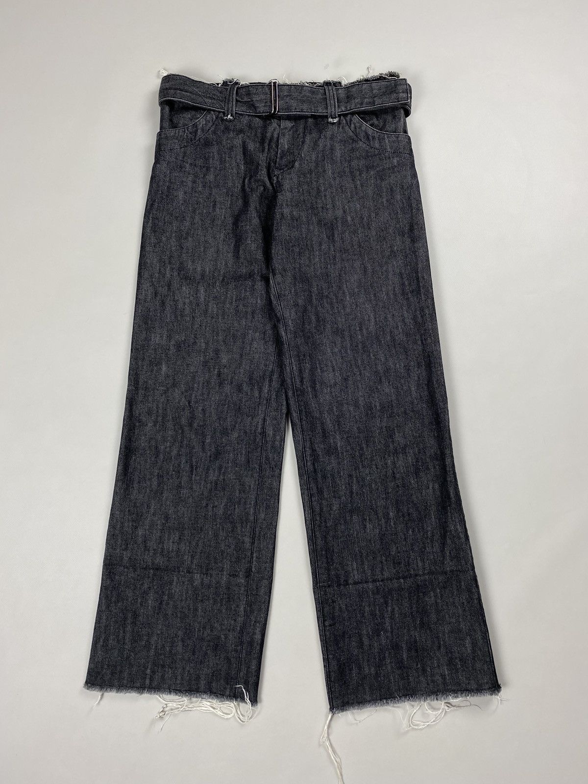 Yohji Yamamoto Yohji Yamamoto Femme Belted Wide Leg Low Rise Cut Jeans Size 26" / US 2 / IT 38 - 1 Thumbnail