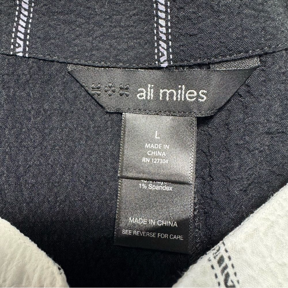 Other Ali Miles Black White Stripe 3/4 Tie Sleeve Tunic Blouse Si Size L / US 10 / IT 46 - 6 Thumbnail