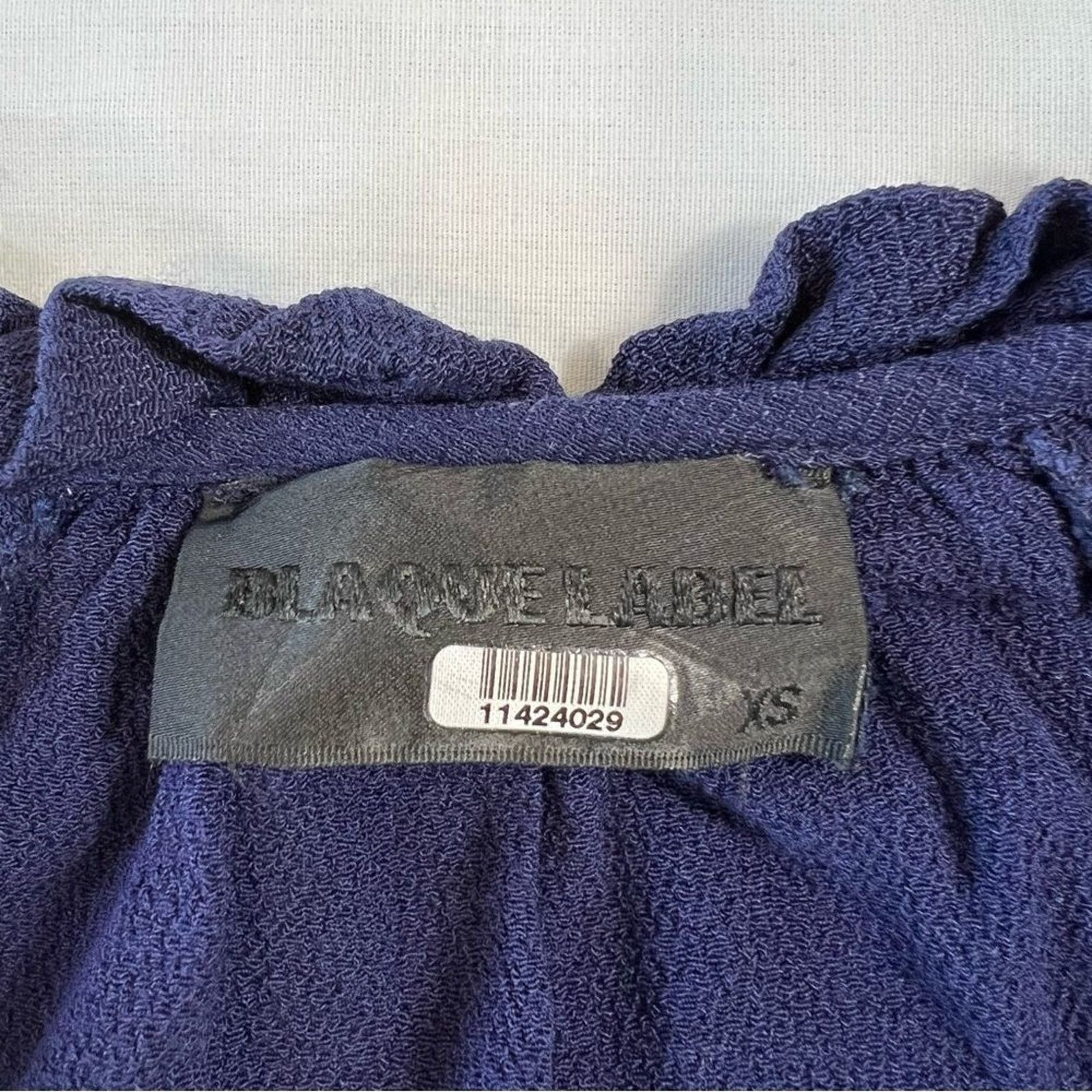 Black Label Blaque Label Women's XS Navy Blue V-Neck Long Sleeve Blouse Size XS / US 0-2 / IT 36-38 - 3 Thumbnail