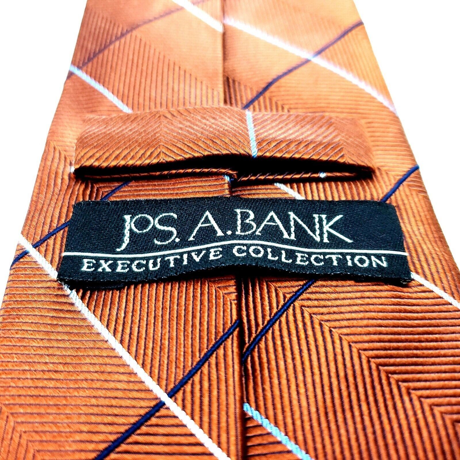 Jos. A. Bank Jos A Bank Silk Tie Woven Orange Plaid Skinny Size ONE SIZE - 3 Thumbnail