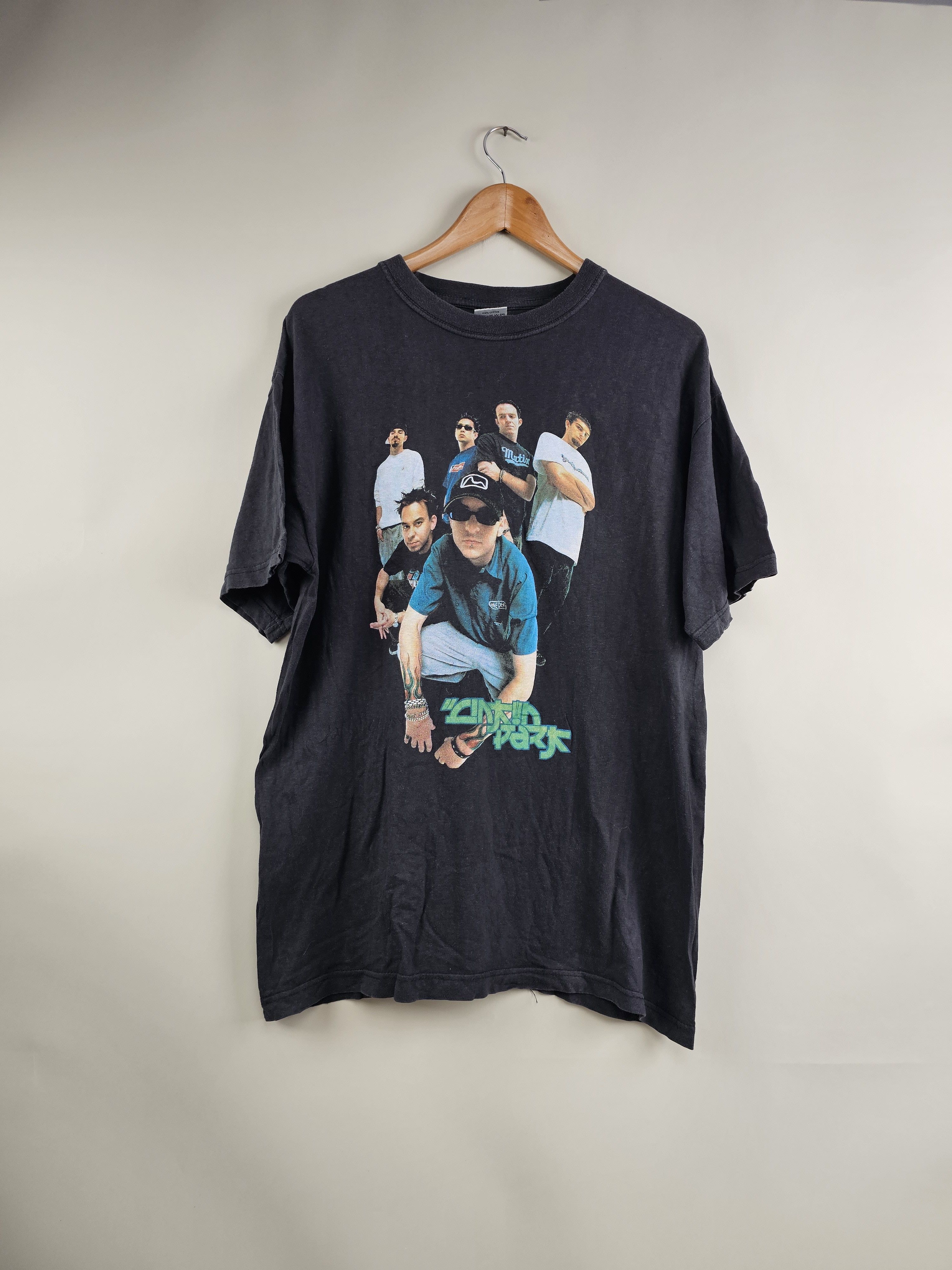 image of Band Tees x Rock Tees 90's Linkin Park Raptee XL 23" 29" in Black, Men's