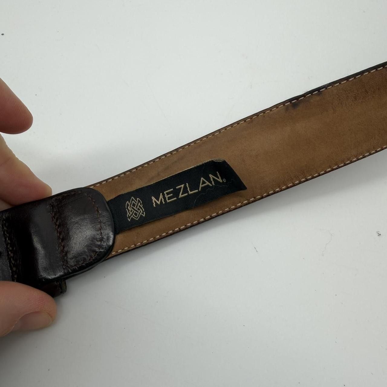 Mezlan Mezlan Men’s Brown Leather Belt Made in Spain Size 42 Size 42 - 3 Thumbnail