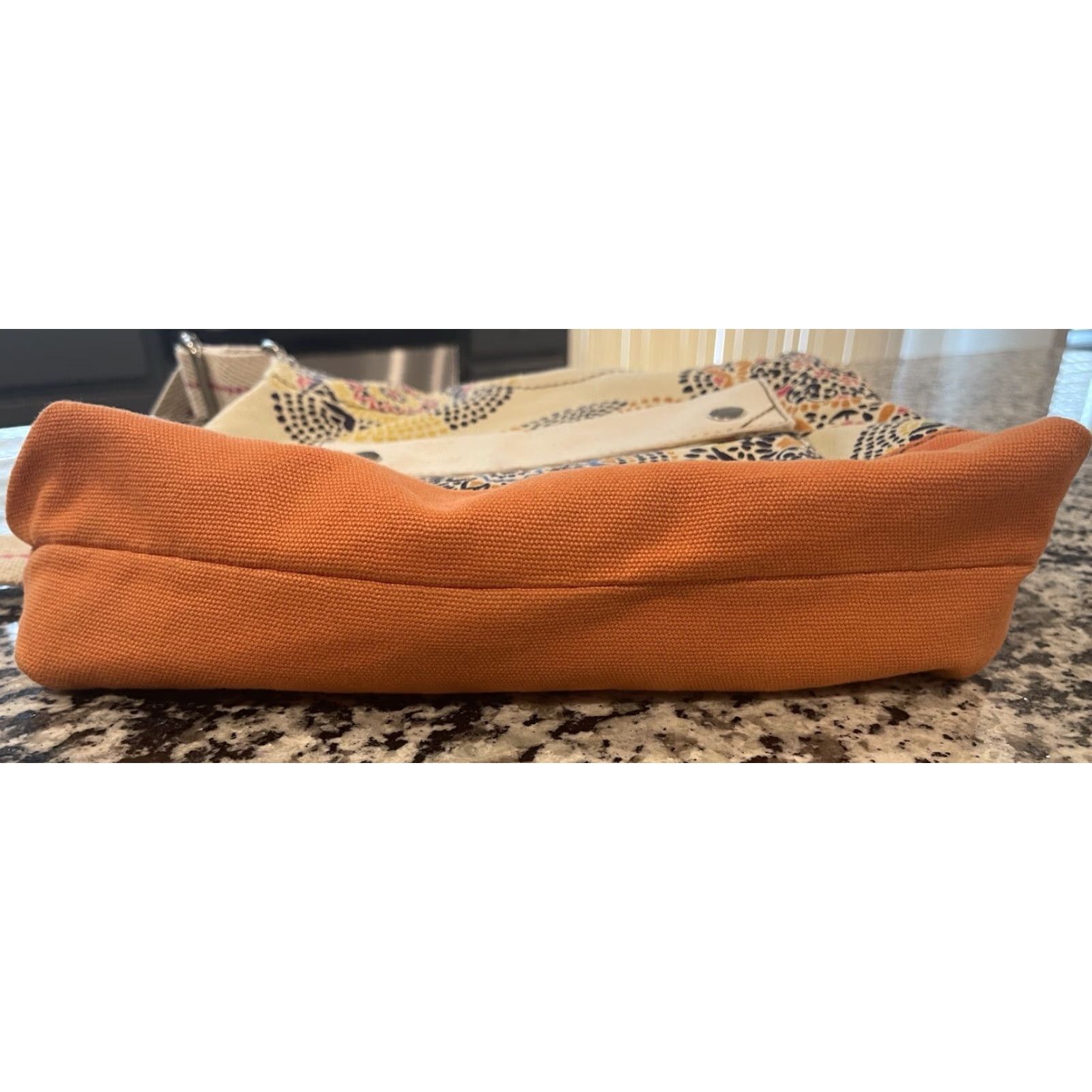 Fossil Fossil Lena Crossbody Tote Orange Floral Canvas Medium Womens Bag Purse Satchel Size ONE SIZE - 2 Thumbnail