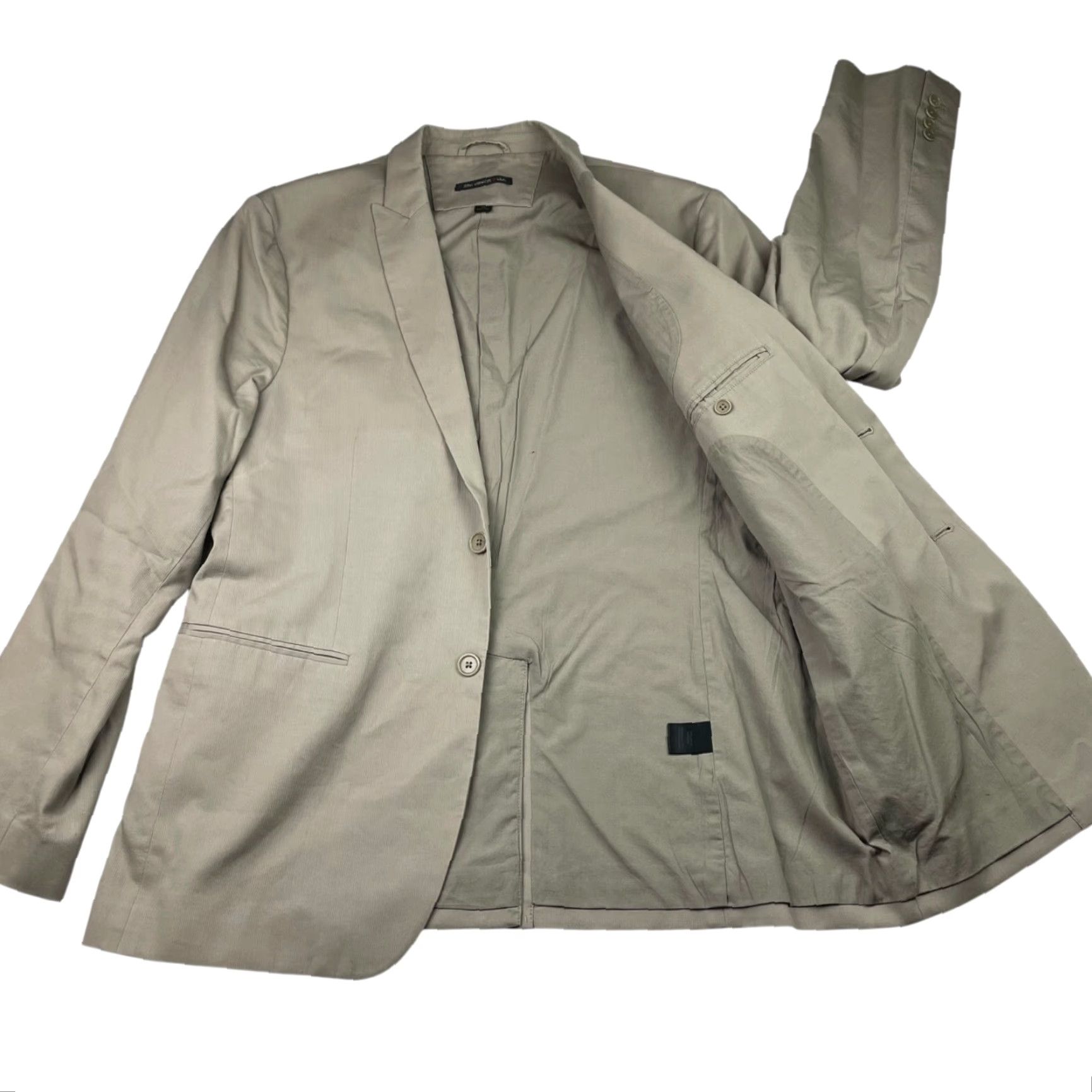 John Varvatos John Varvatos Men's Blazer Jacket 2-Button Single-Breasted Khaki/Tan 44R 100% Cotton Beige Size 44R - 3 Thumbnail