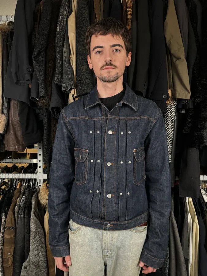 Jean Paul Gaultier 2000s Jean Paul Gaultier Navy Brut Denim Elastic Jacket Size US M / EU 48-50 / 2 - 2 Thumbnail