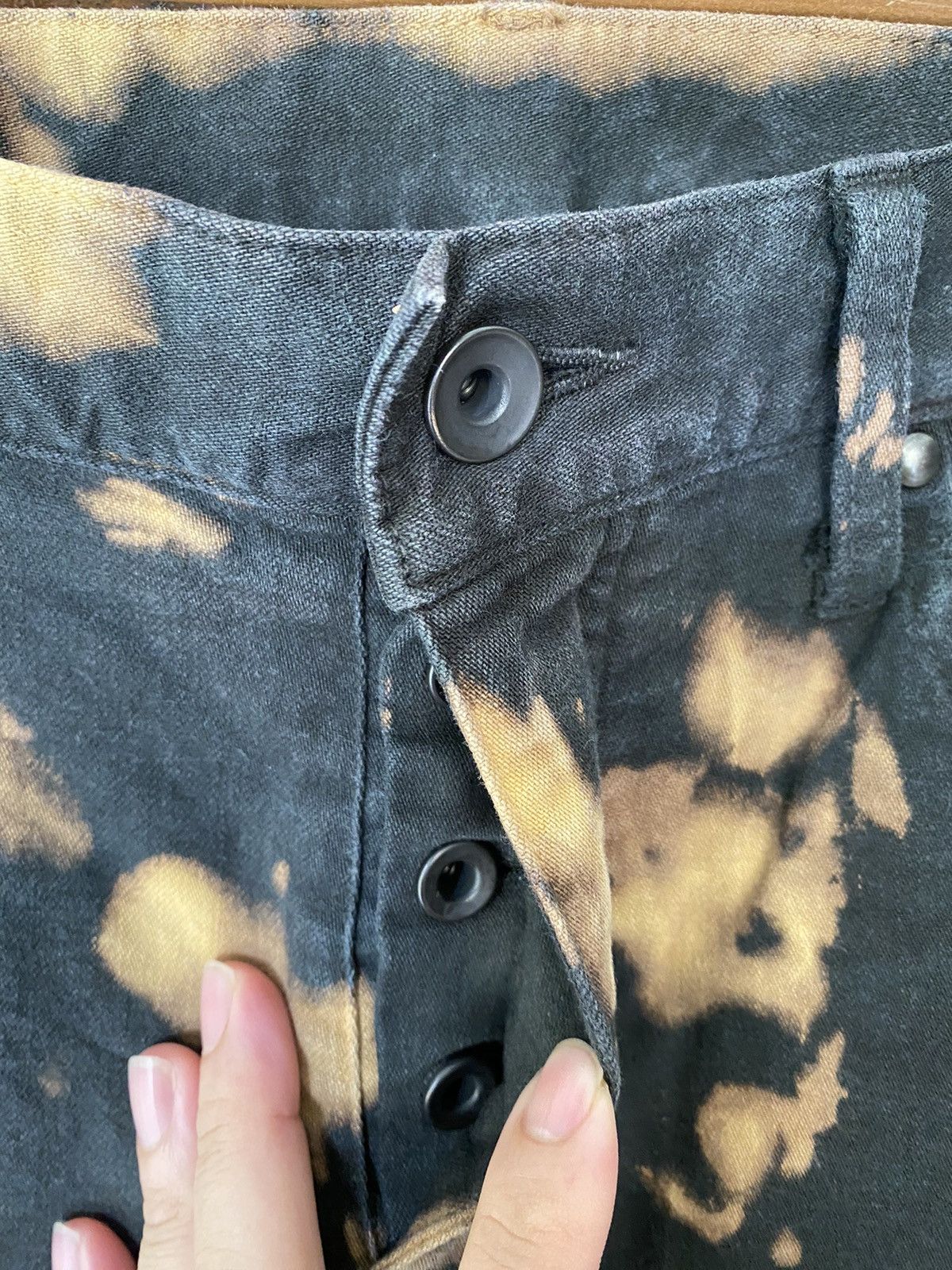Japanese Brand × KMRii × Shellac SHELLAC Japan Bleach Wash black flare pants Size US 33 - 9 Thumbnail