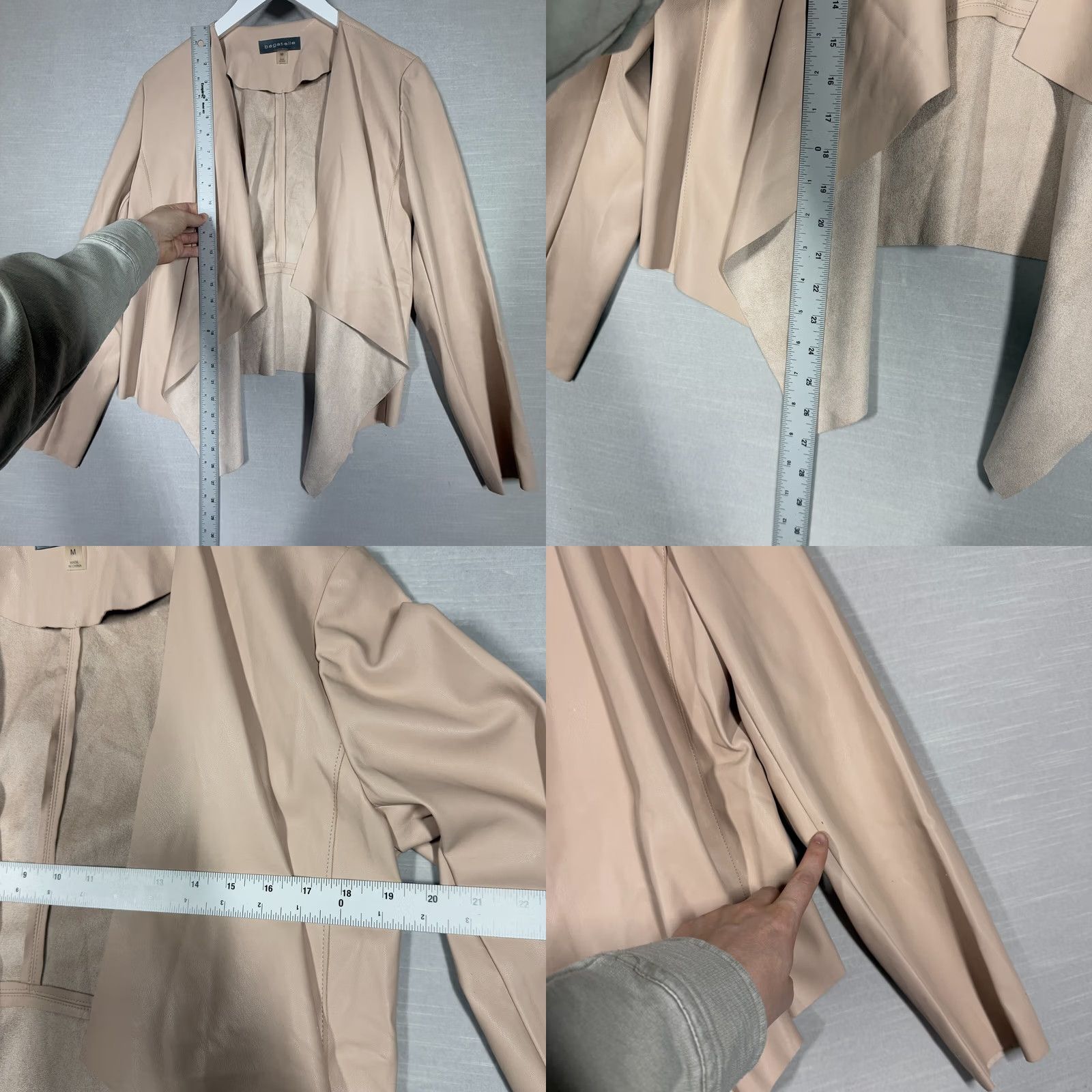 Vintage Bagatelle Jacket Womens Medium Beige Waterfall Draped Chic Casual Business Work Jacket Size M / US 6-8 / IT 42-44 - 8 Thumbnail