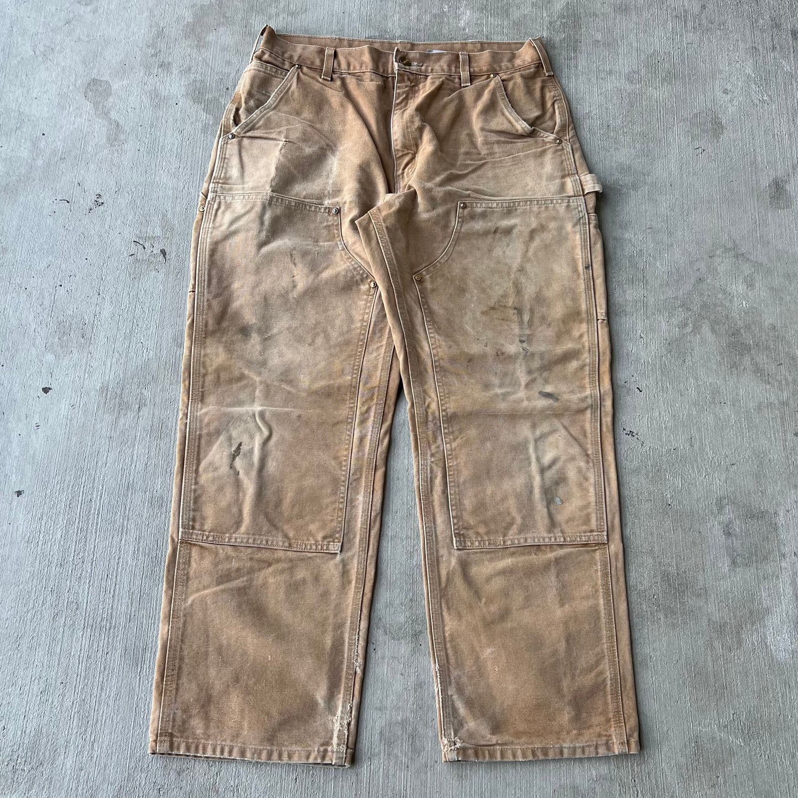 Carhartt × Vintage Carhartt faded brown double knee work wear carpenter pants Size US 31 - 1 Thumbnail